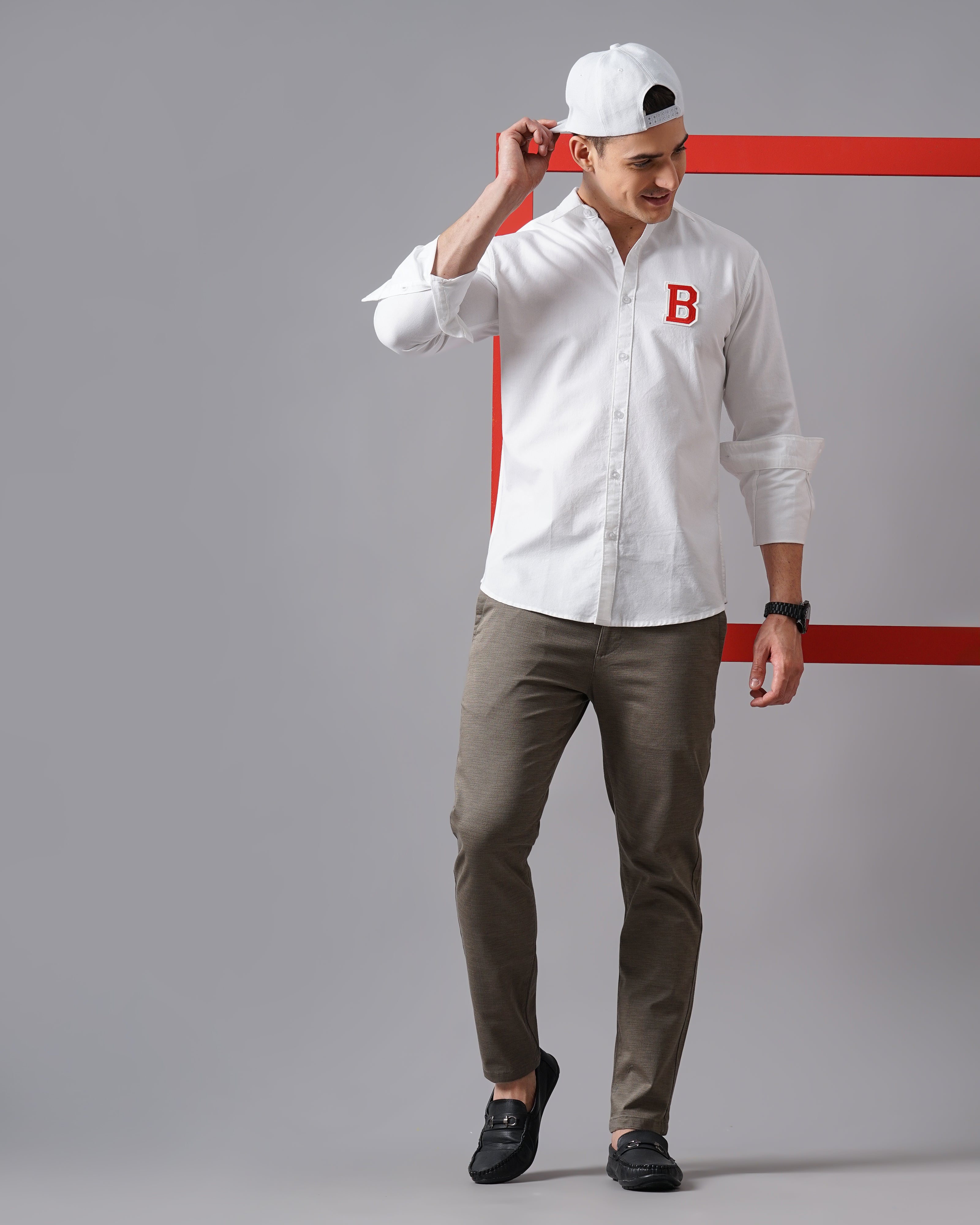 MEN'S SOLID SHIRT WITH EMBROIDERY LOGO