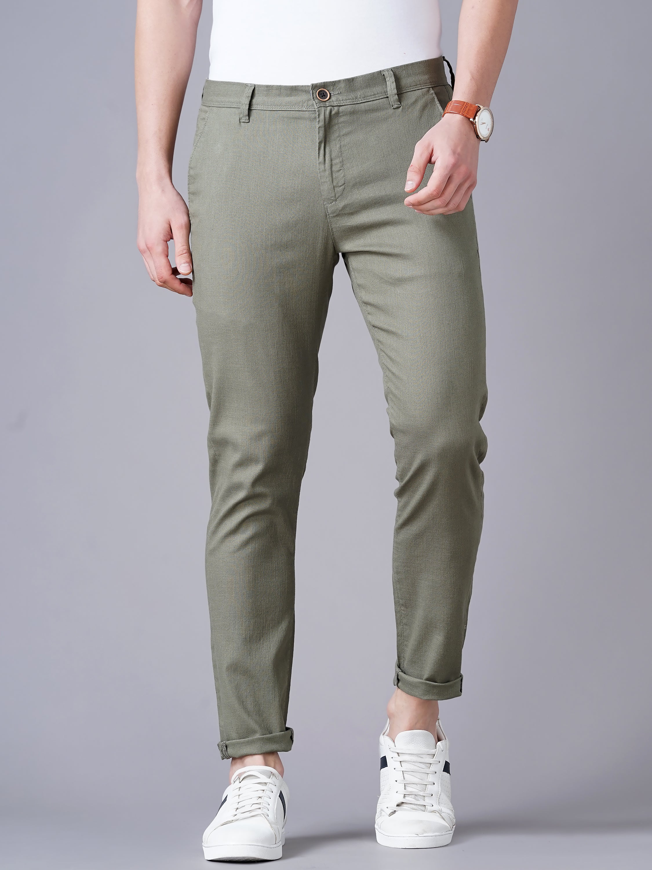 SLIM FIT FLAT-FRONT TROUSERS WITH INSERT POCKETS