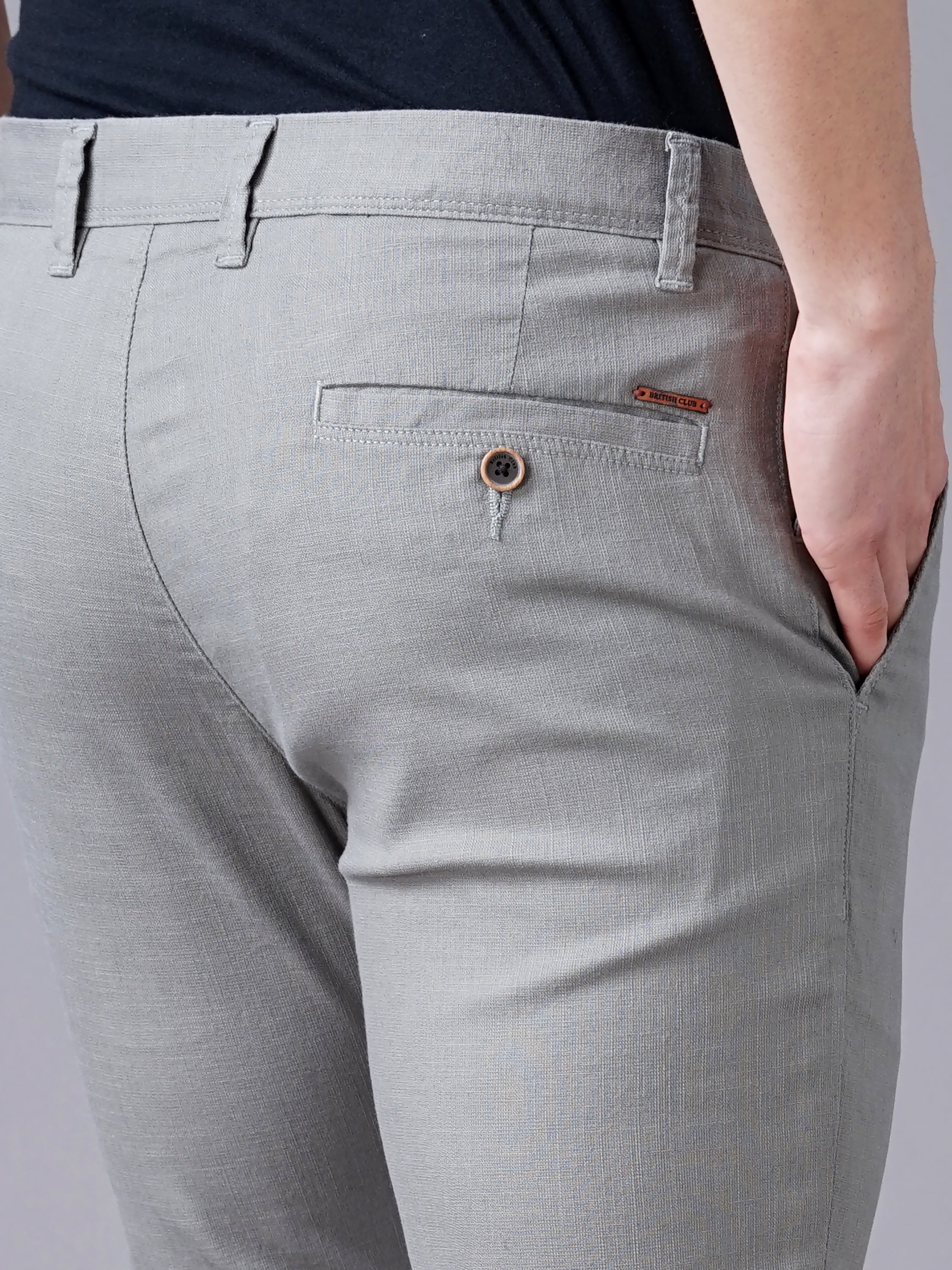 SLIM FIT FLAT-FRONT TROUSERS WITH INSERT POCKETS