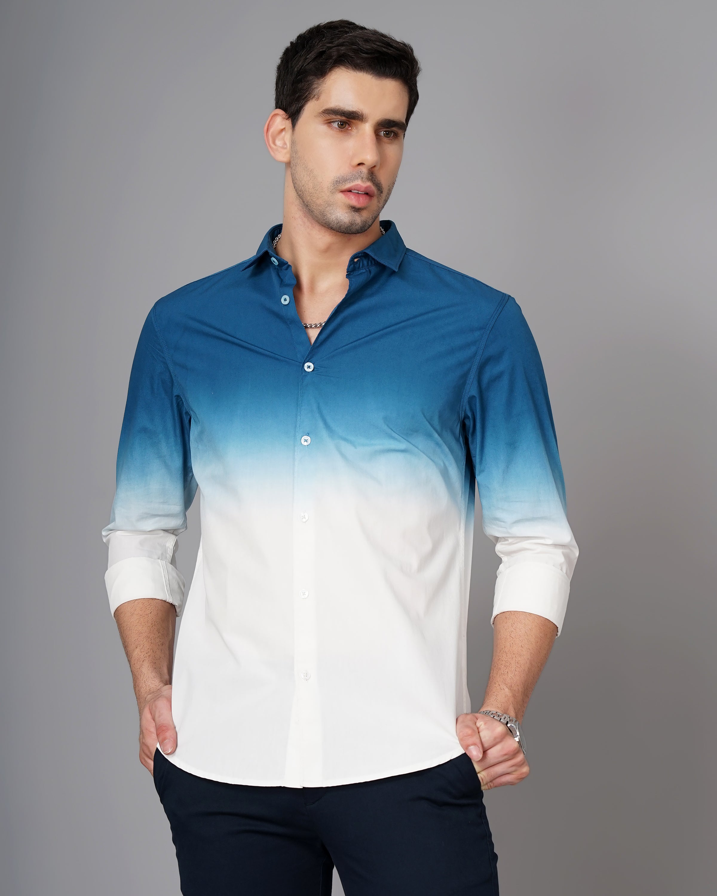 Men Ombre-Dyed Slim Fit Shirt