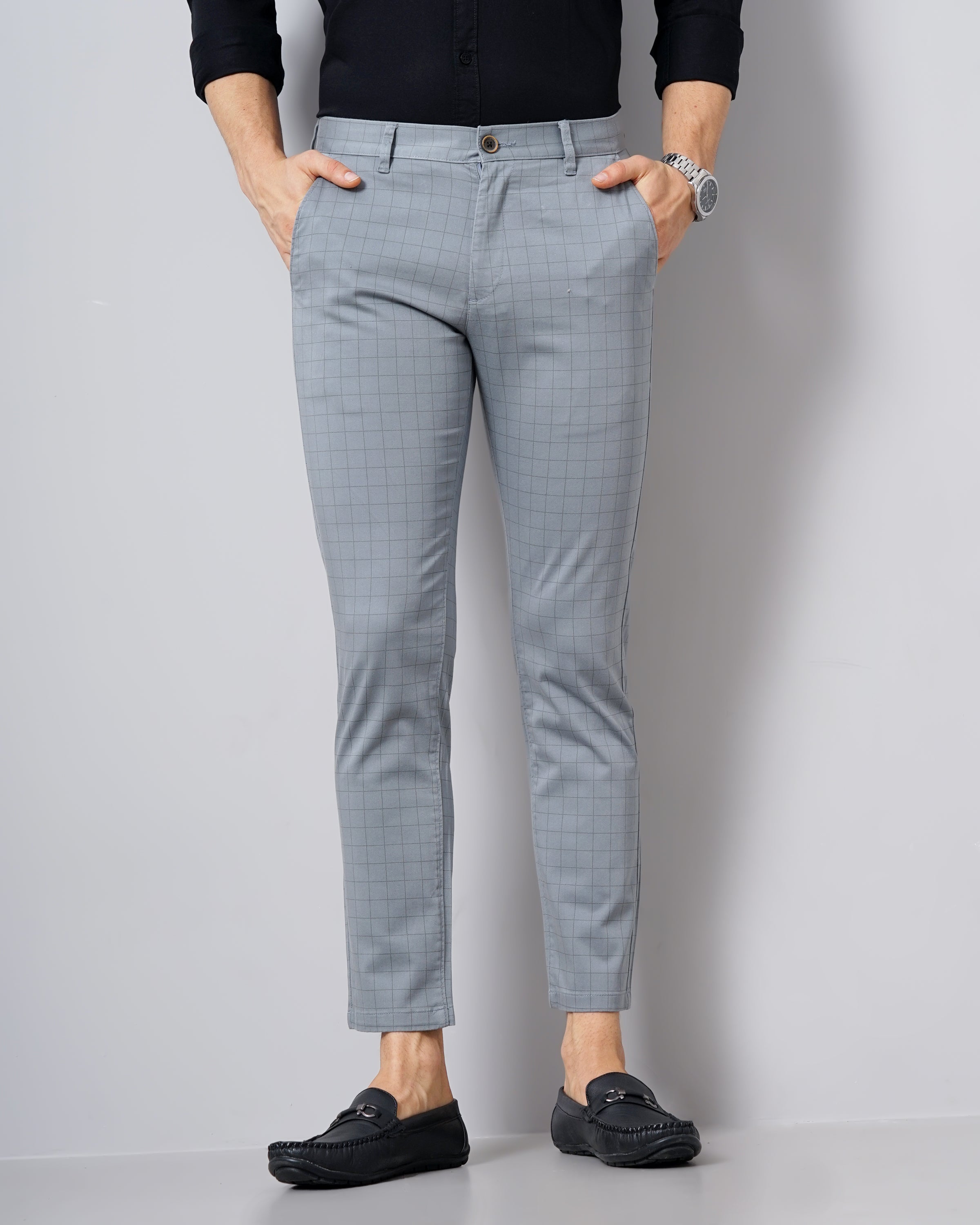 CHECKED SLIM FIT CHINOS
