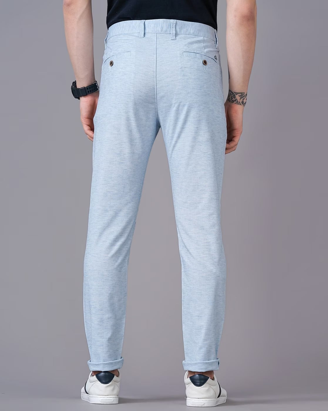 HEATHERED SLIM FIT FLAT-FRONT CHINOS