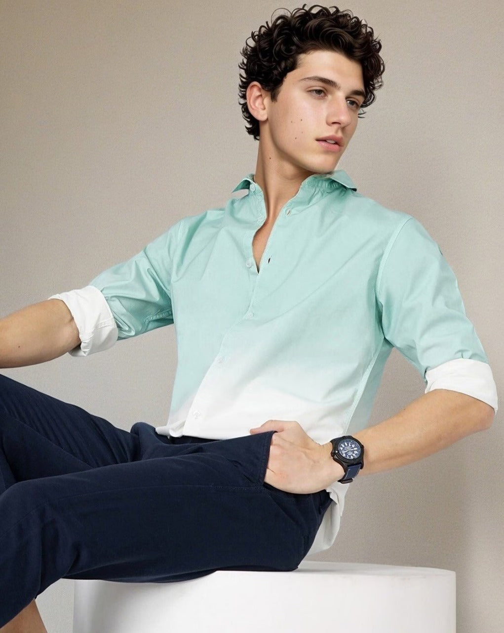 Men Ombre-Dyed Slim Fit Shirt