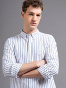 Men Striped Button-Down Collar Smart Slim Fit Shirt