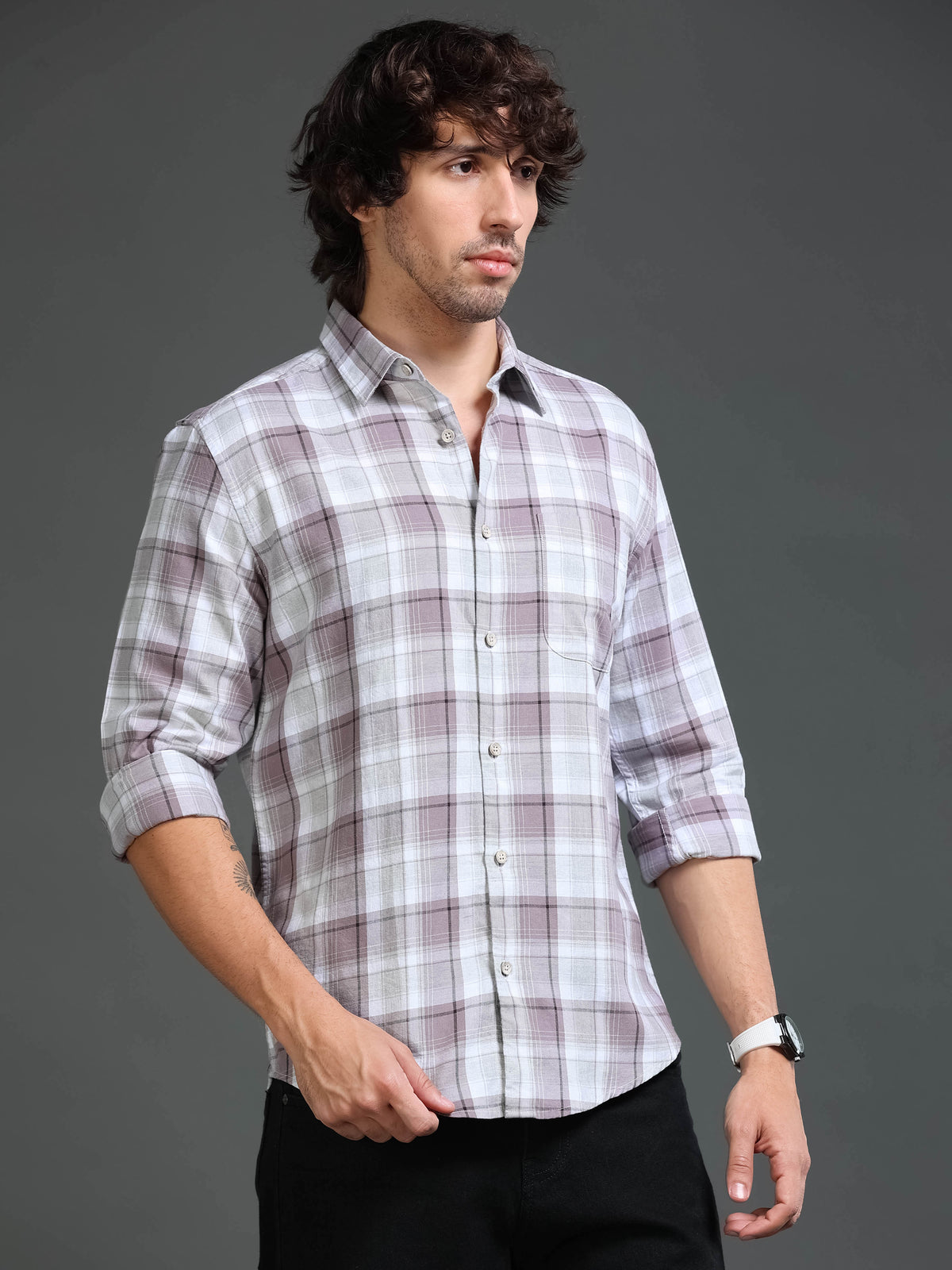 Men's Mellange Twill Checks Shirt