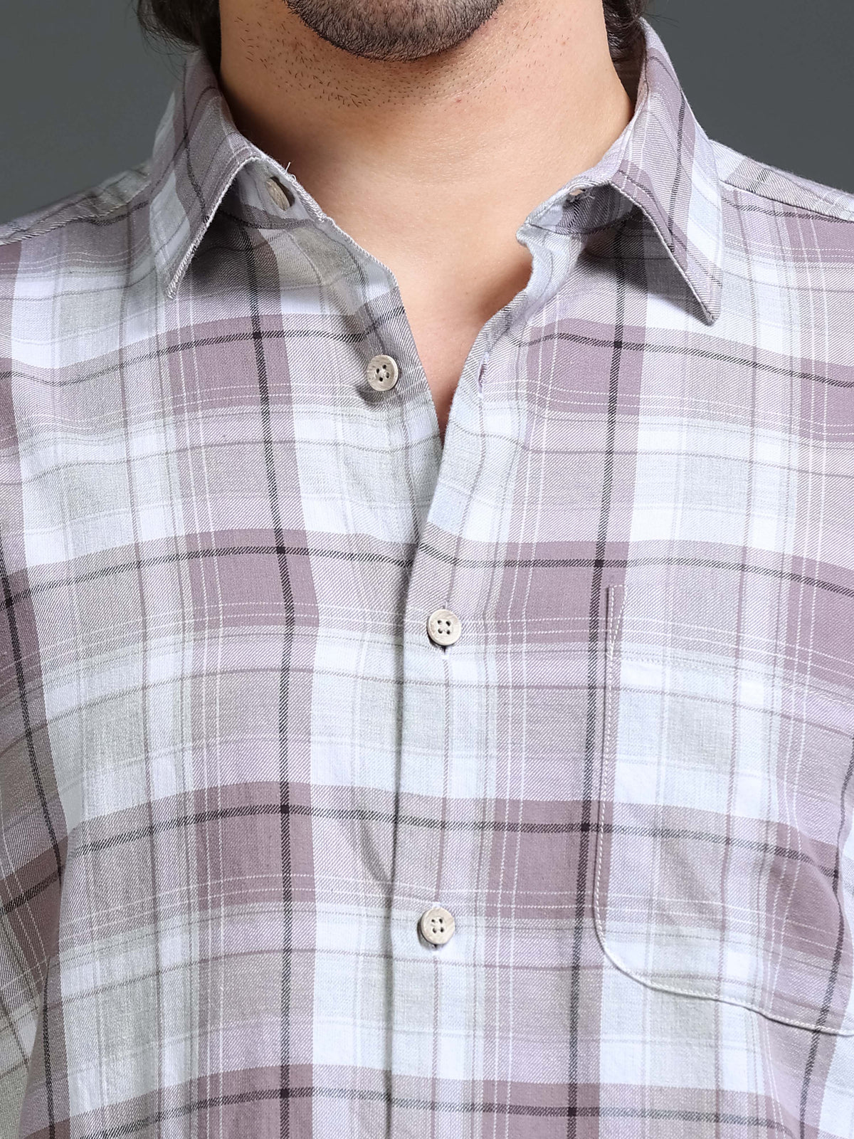 Men's Mellange Twill Checks Shirt