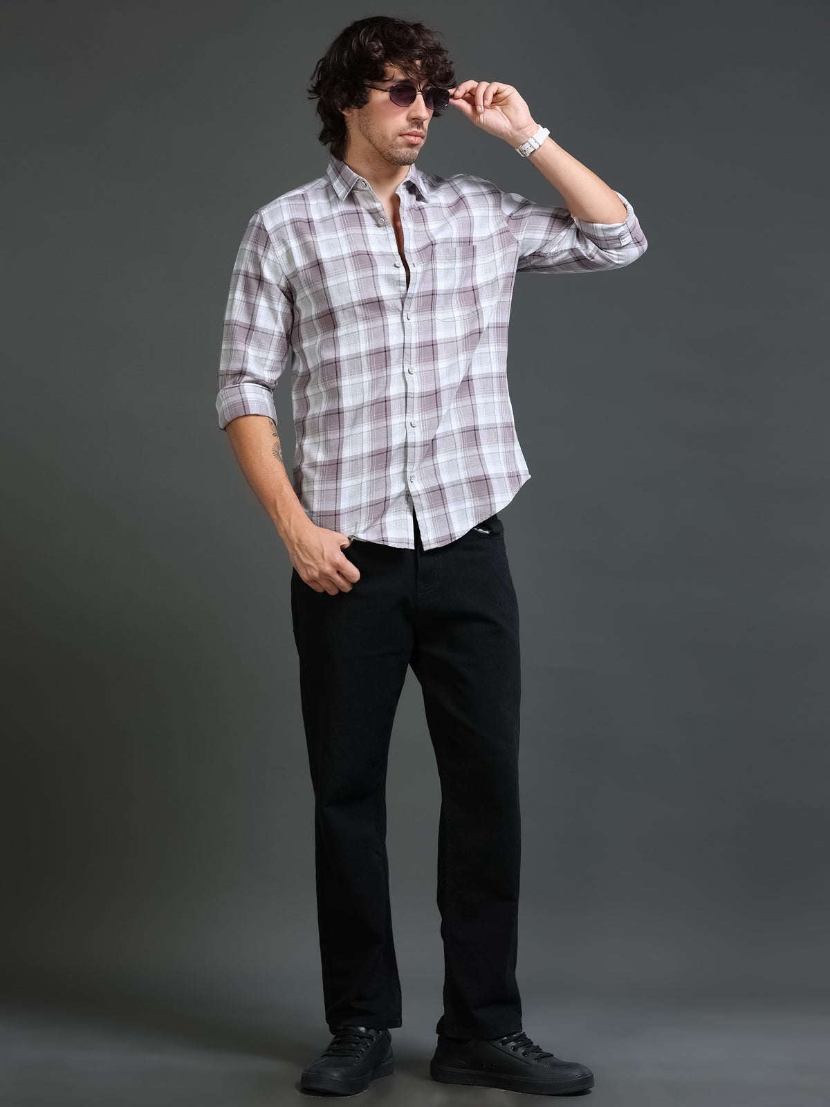 Men's Mellange Twill Checks Shirt
