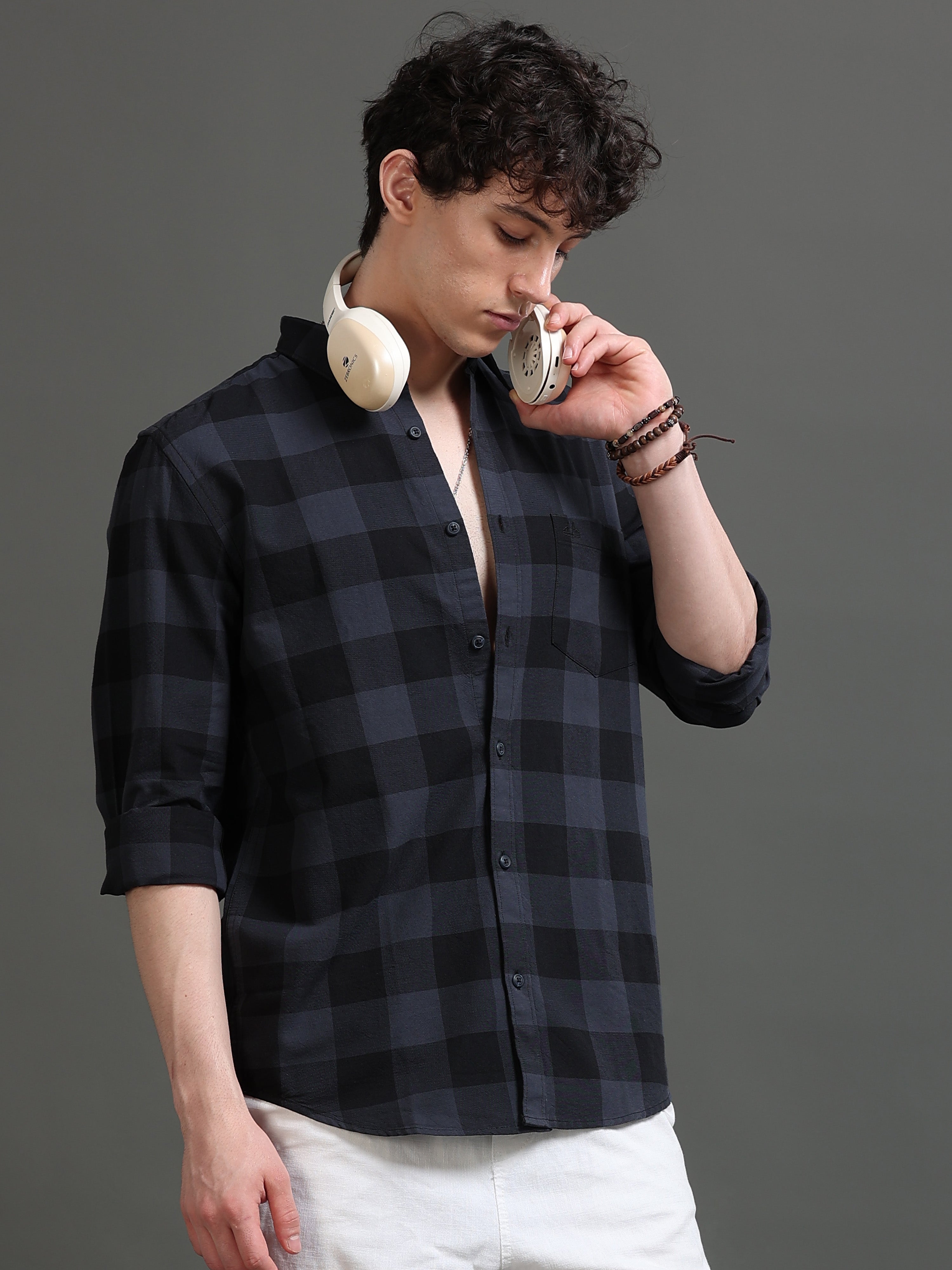 Men Smart Slim Fit Buffalo Checks Checked Casual Shirt