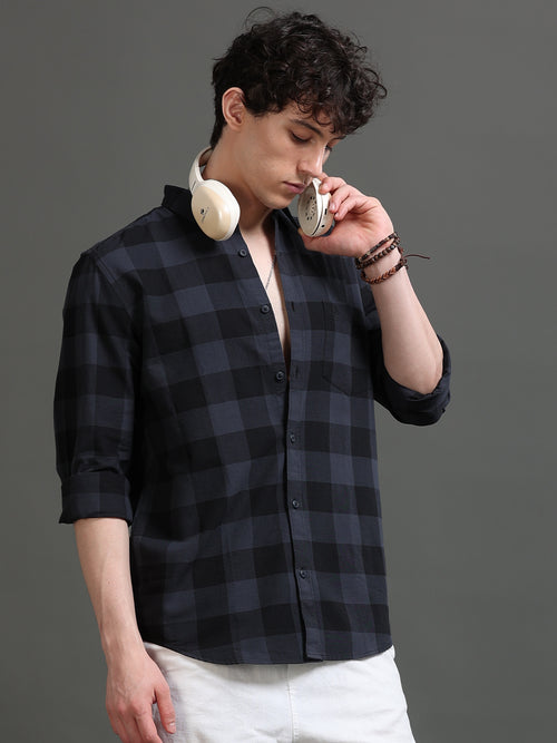Men Smart Slim Fit Buffalo Checks Checked Casual Shirt