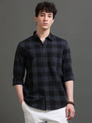 Men Smart Slim Fit Buffalo Checks Checked Casual Shirt