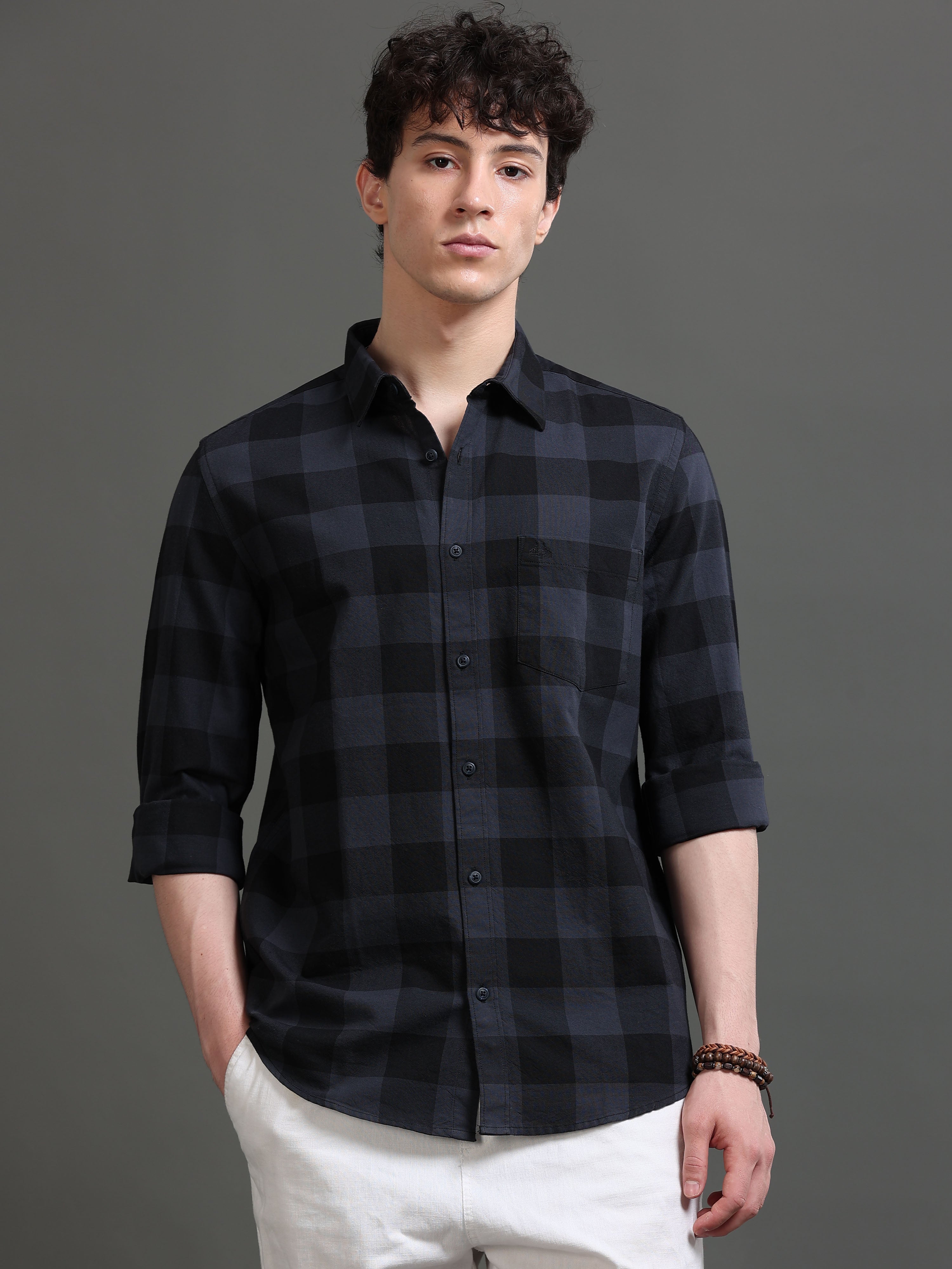 Men Smart Slim Fit Buffalo Checks Checked Casual Shirt