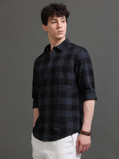 Men Smart Slim Fit Buffalo Checks Checked Casual Shirt