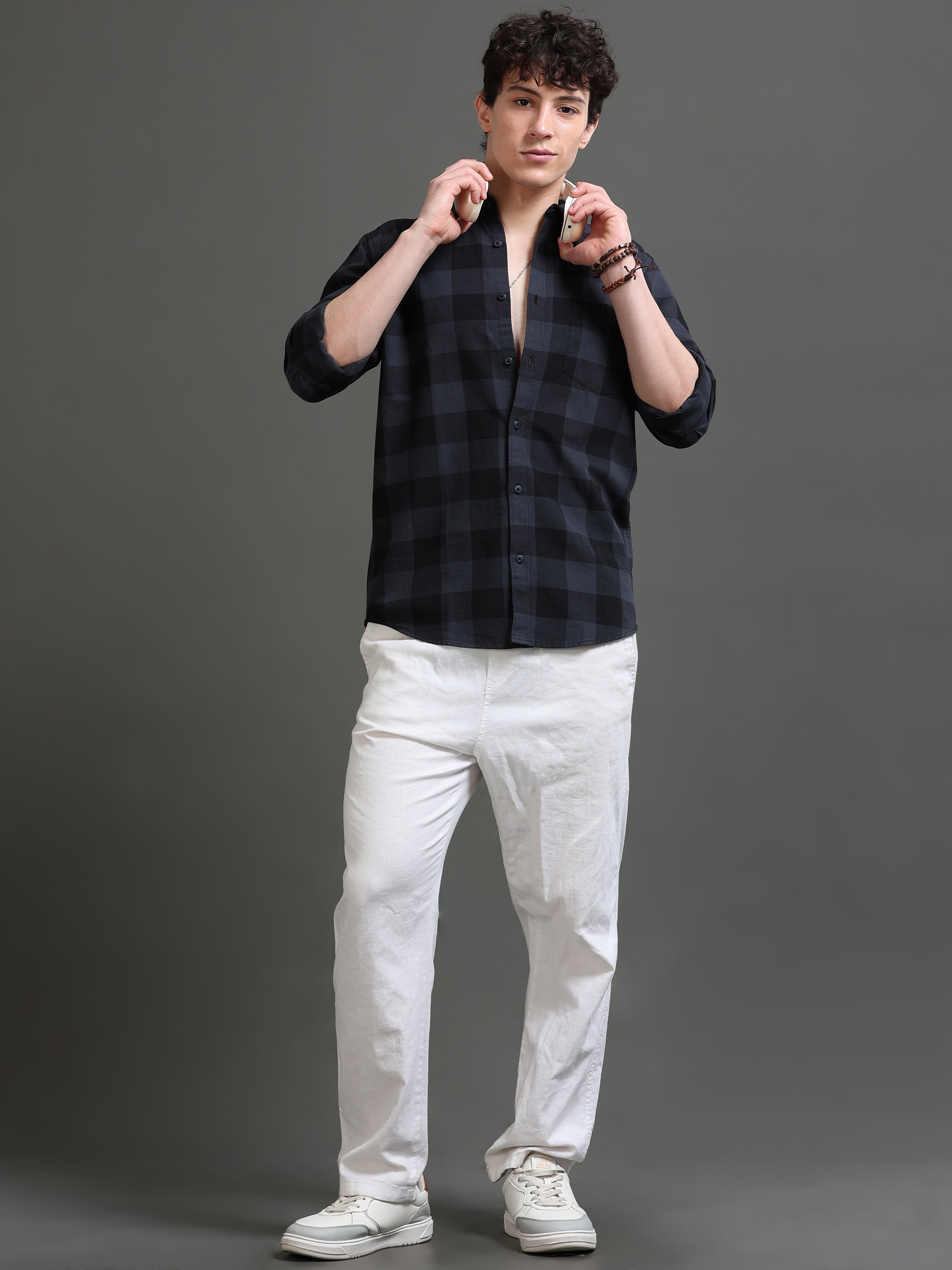 Men Smart Slim Fit Buffalo Checks Checked Casual Shirt