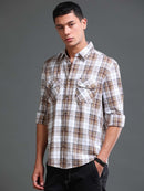 Men's Checks Double Pocket Shirt