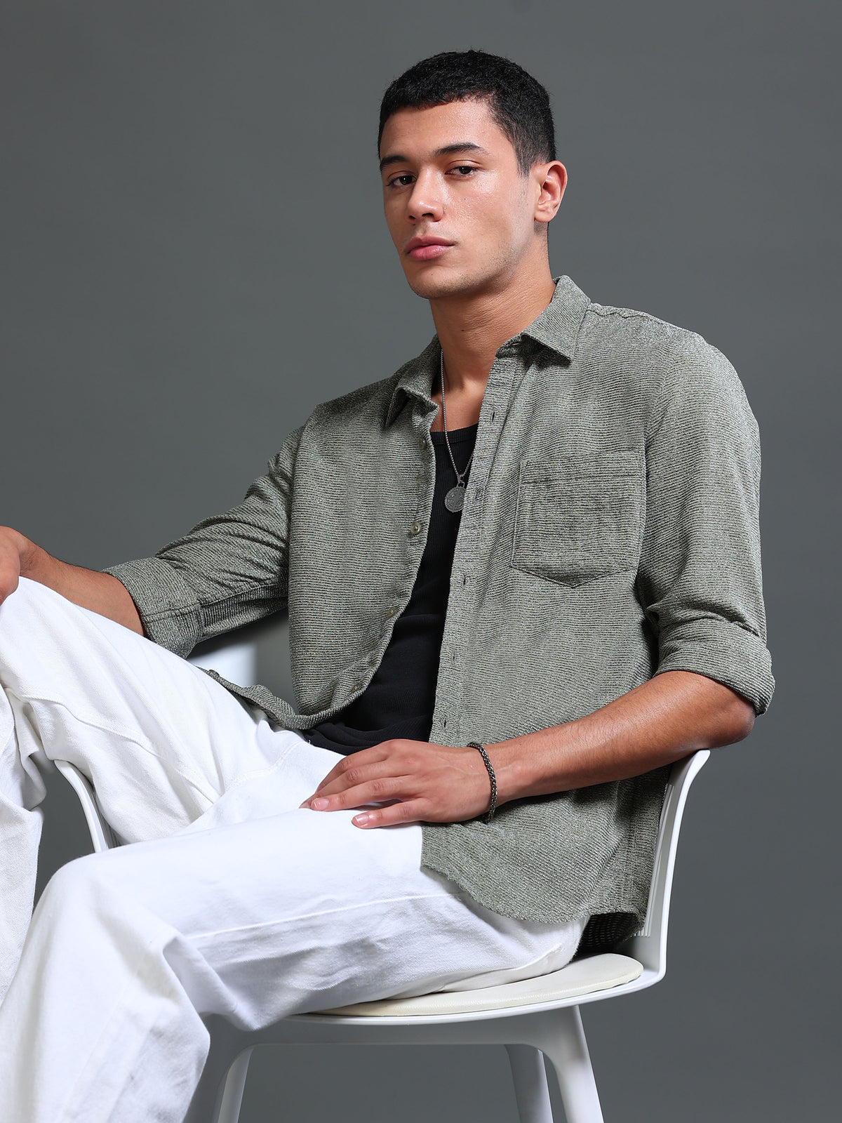 Men's Textured Solid Shirt