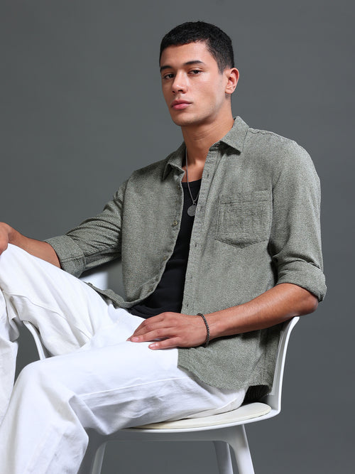 Men's Textured Solid Shirt