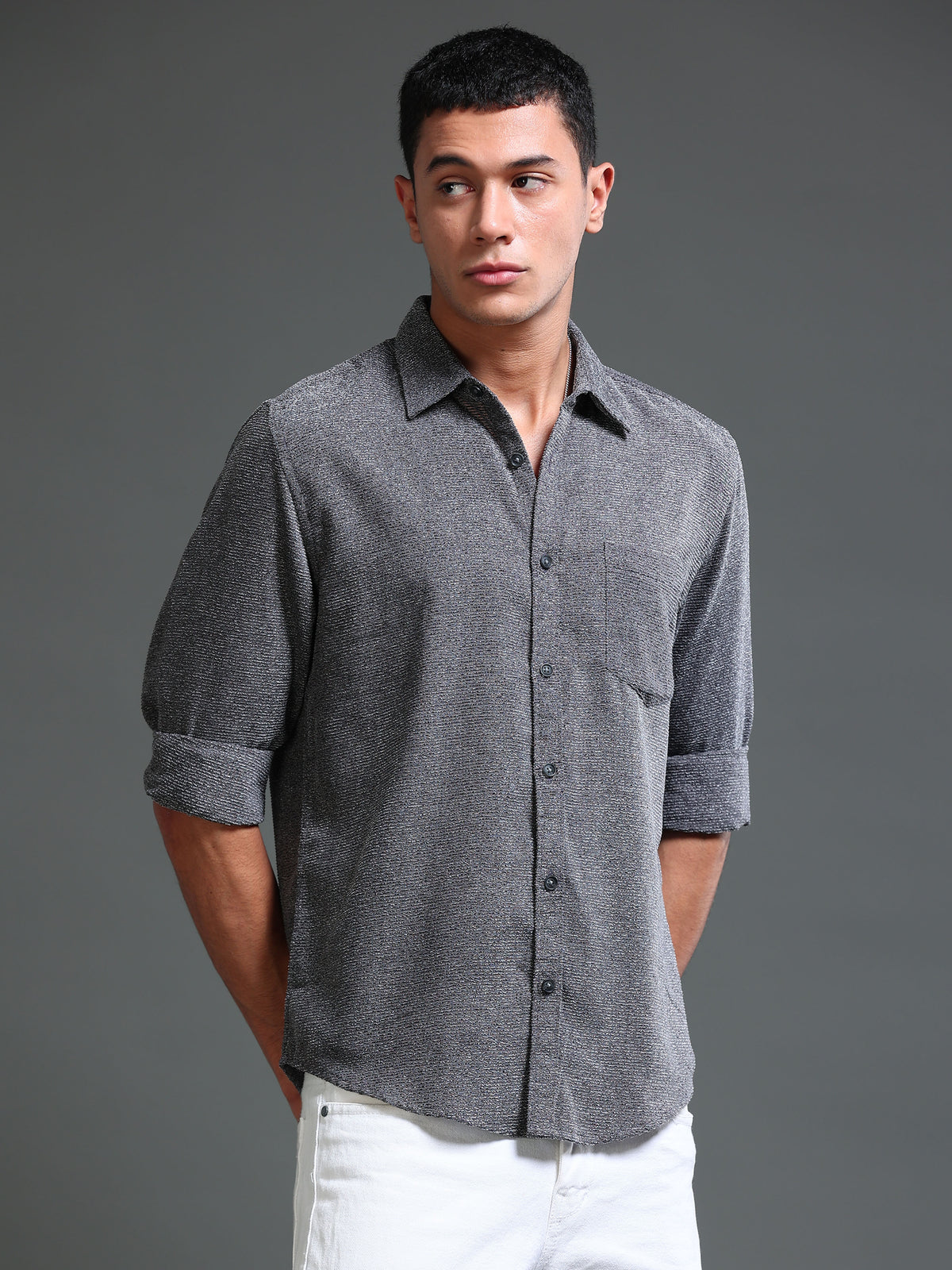 Men's Textured Solid Shirt