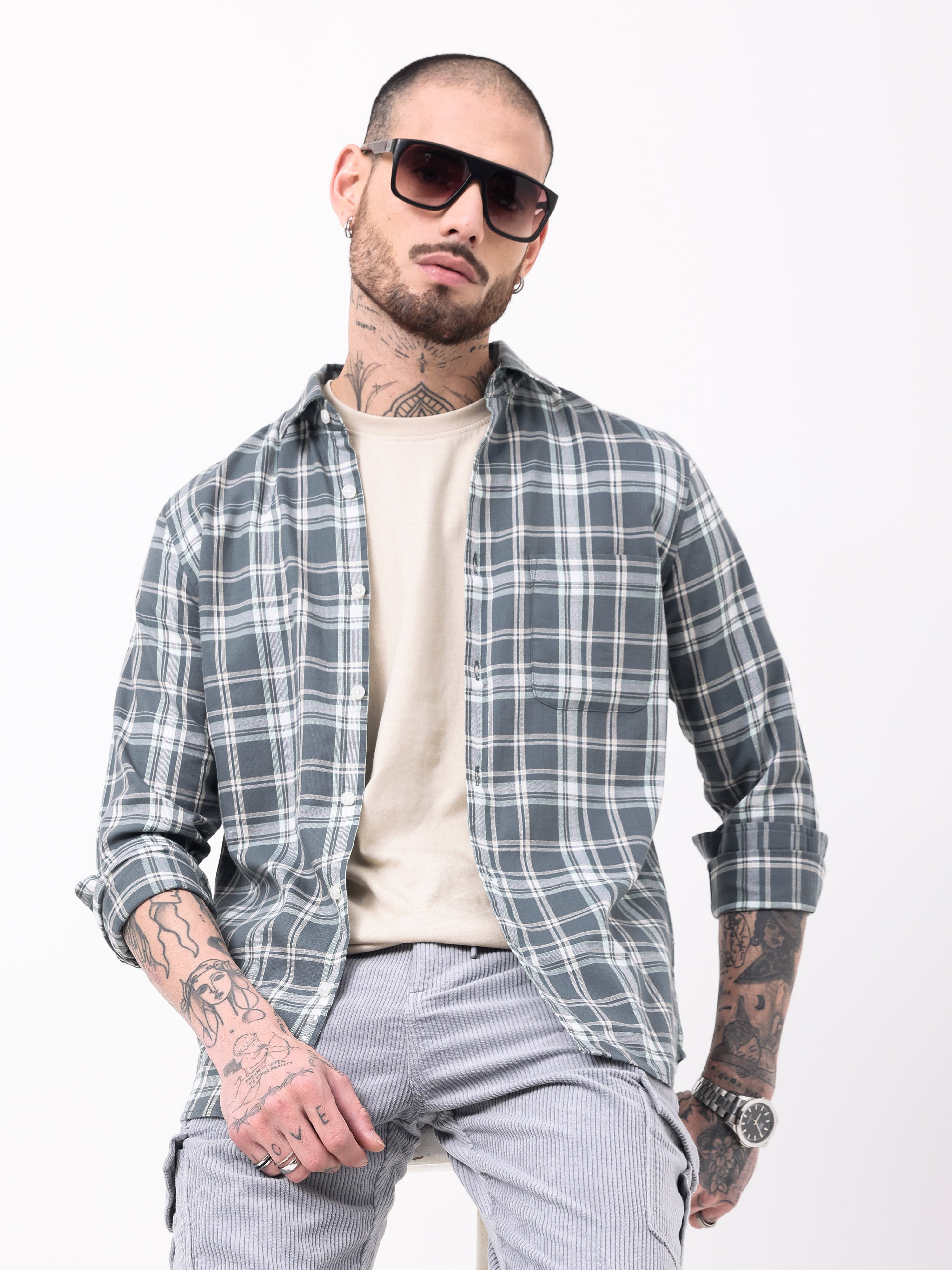 Waffle Checks Regular Fit casual Shirt
