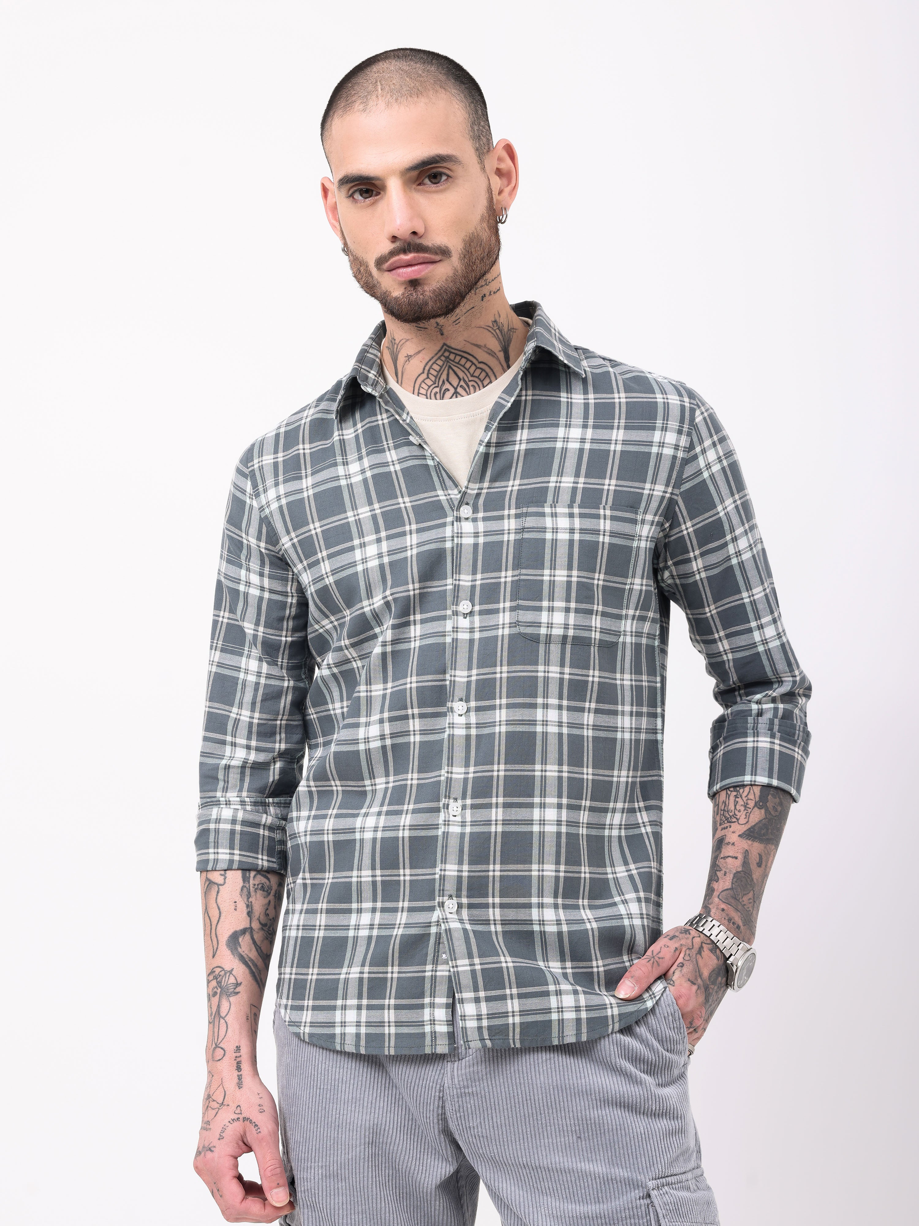 Waffle Checks Regular Fit casual Shirt