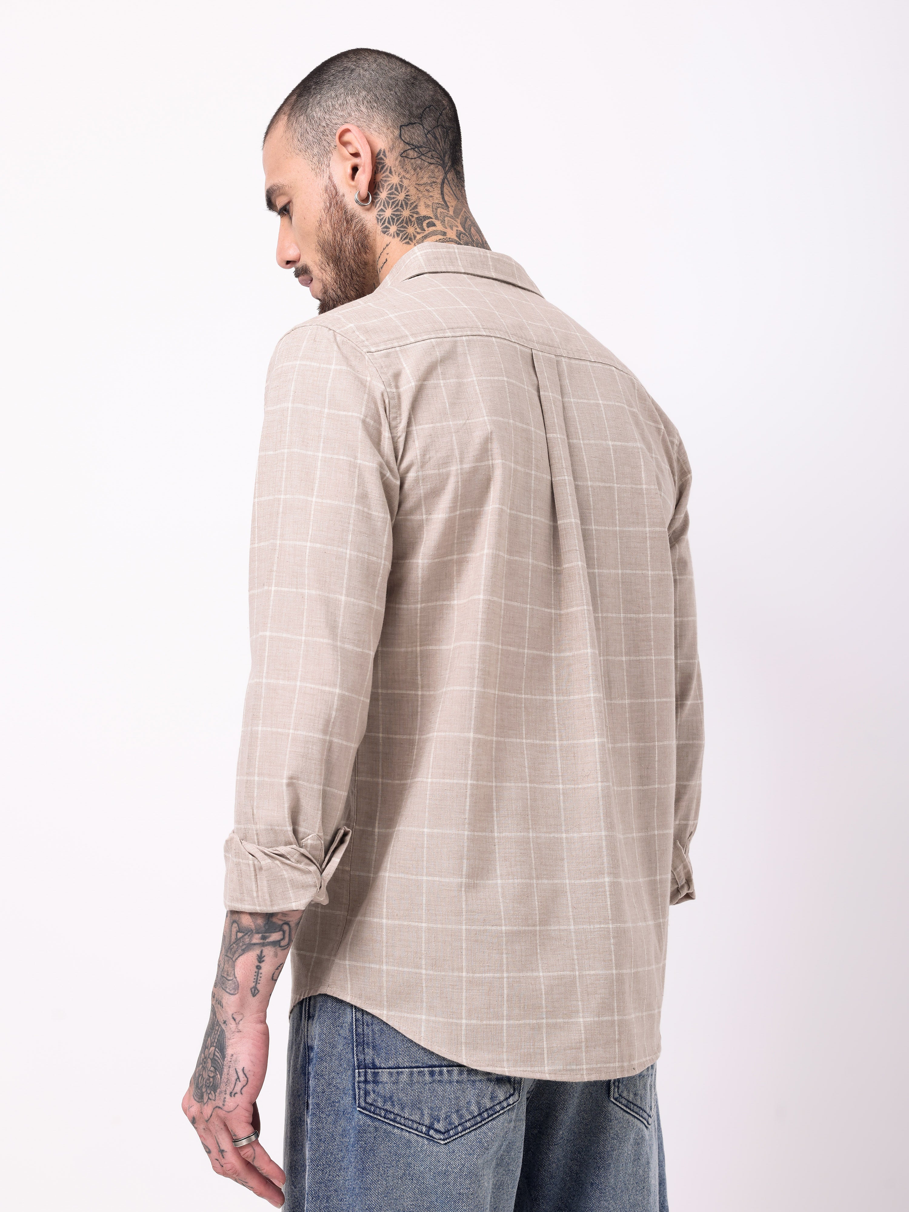 Cotton Linen Checks Slim fit Casual Shirt