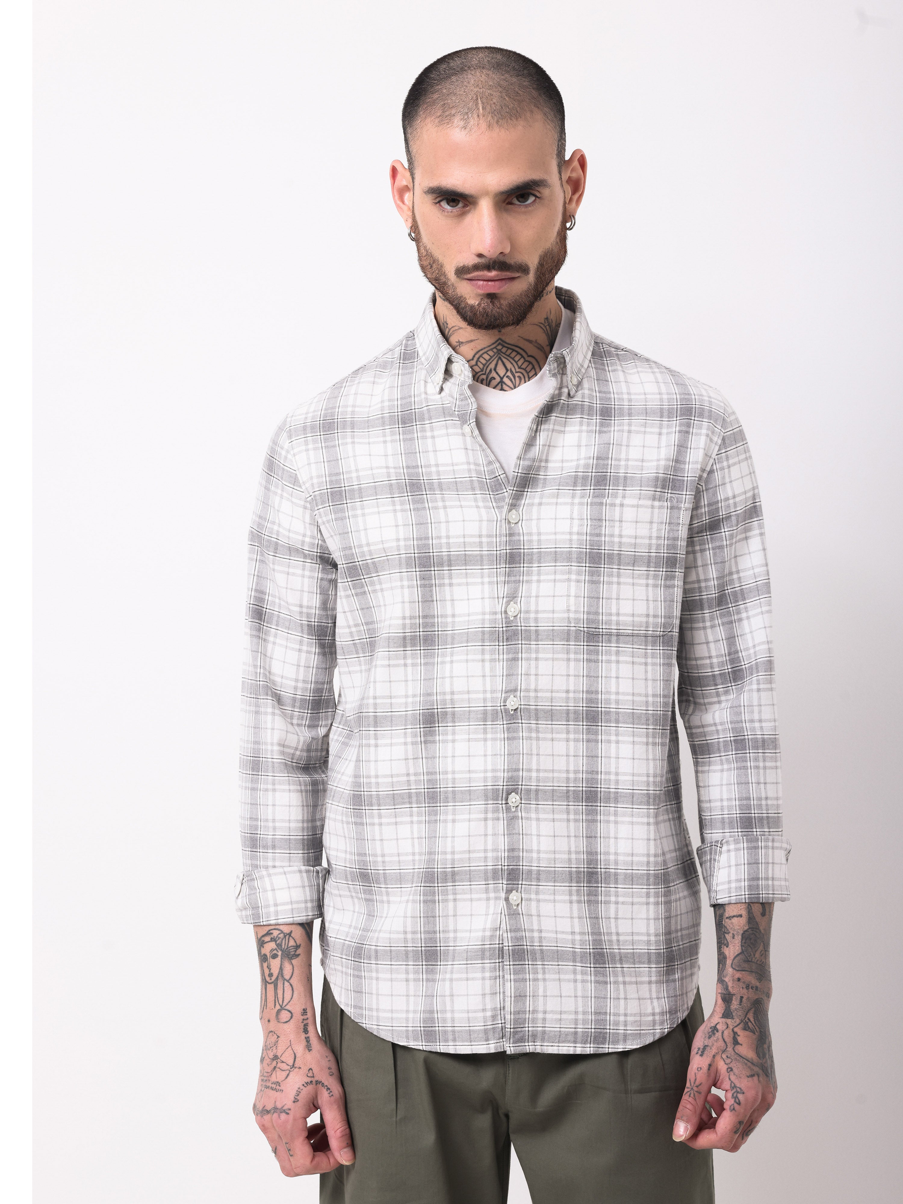 TWILL MELANGE CHECKS SHIRT