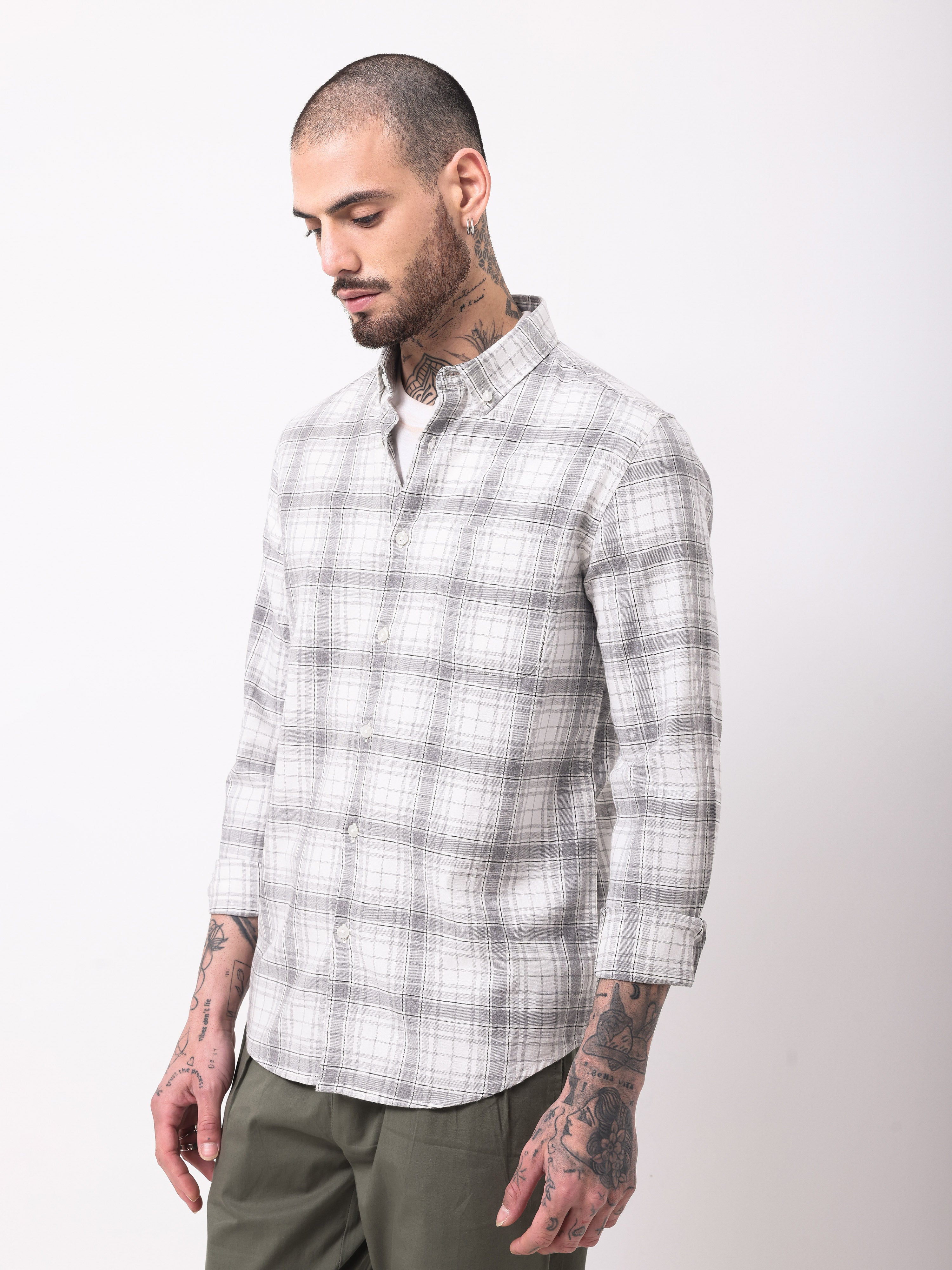 TWILL MELANGE CHECKS SHIRT