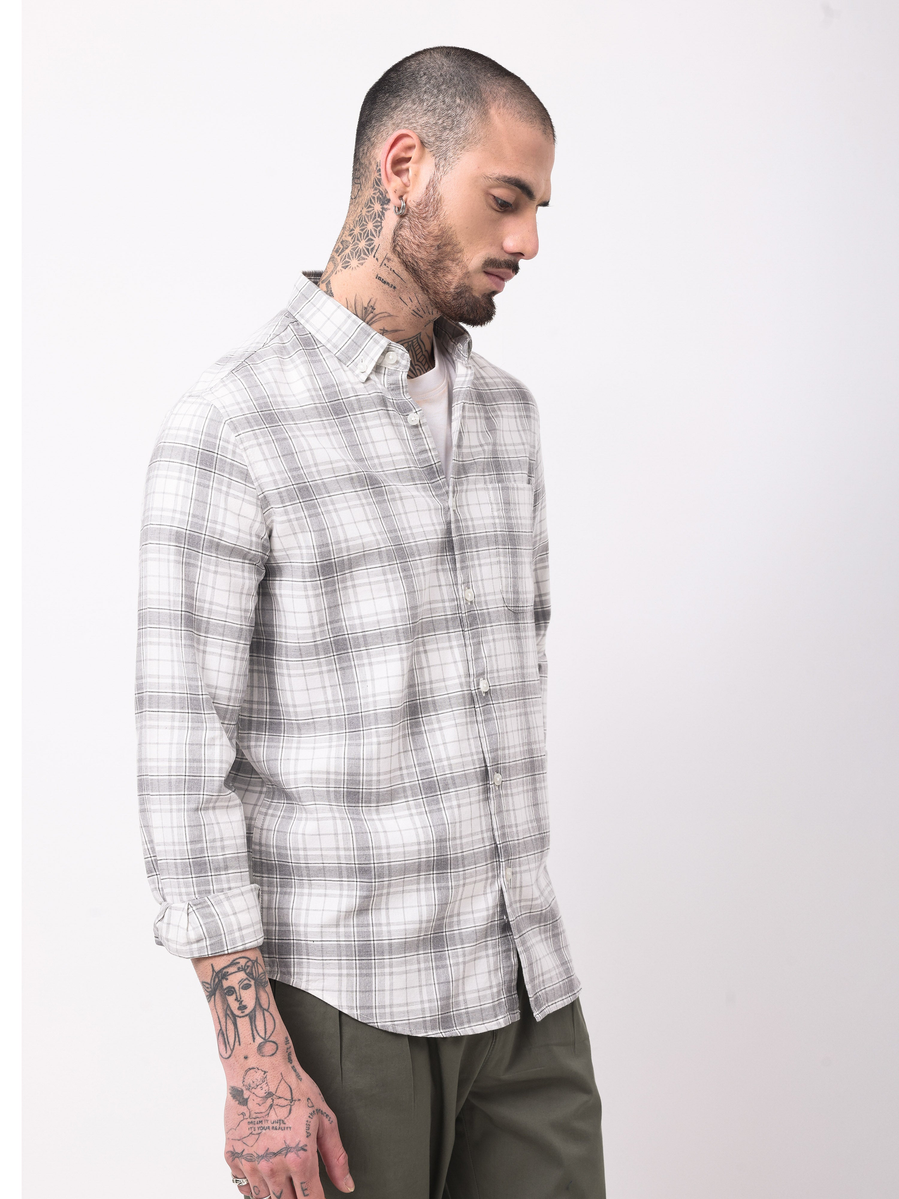 TWILL MELANGE CHECKS SHIRT