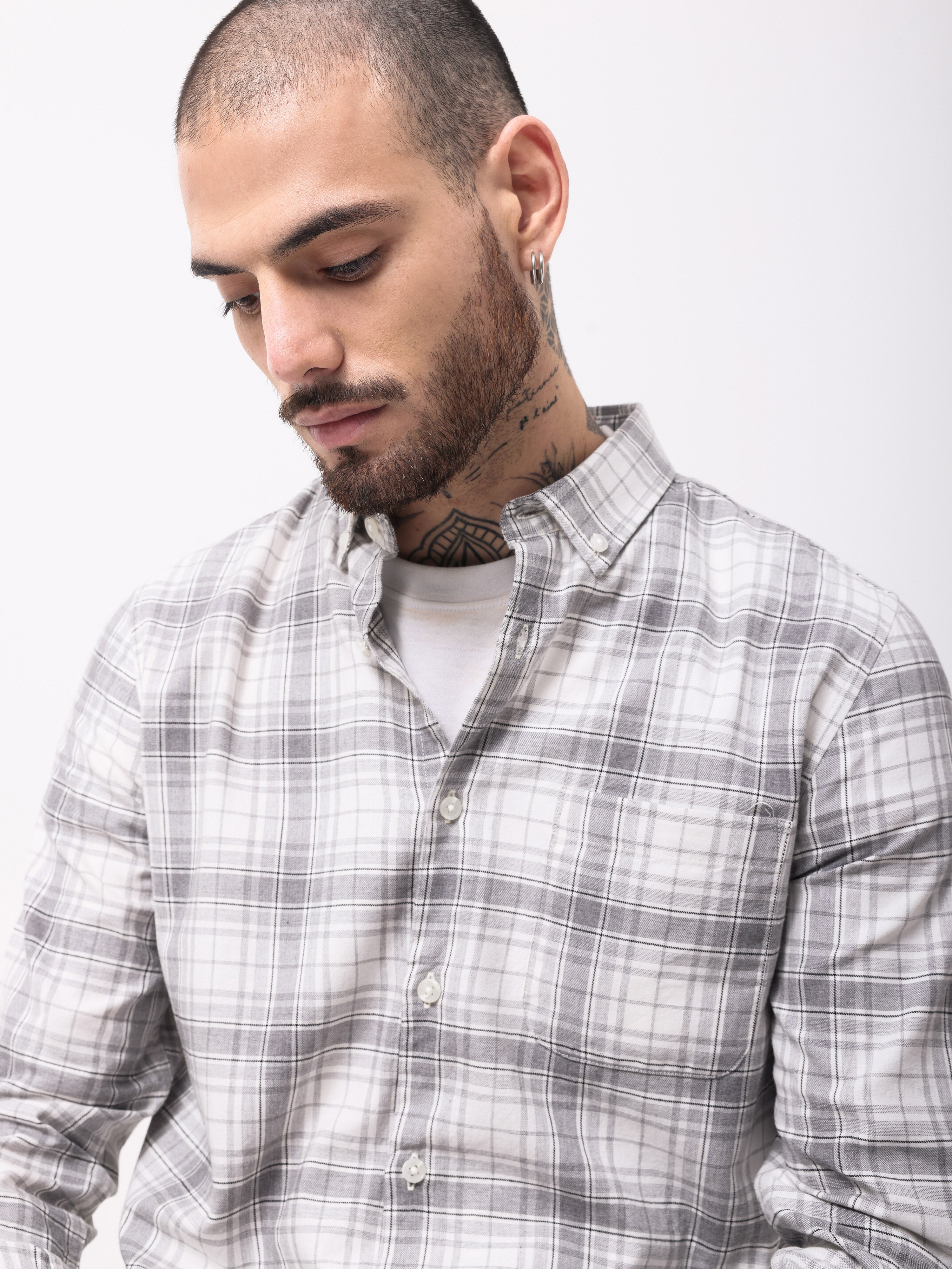 TWILL MELANGE CHECKS SHIRT