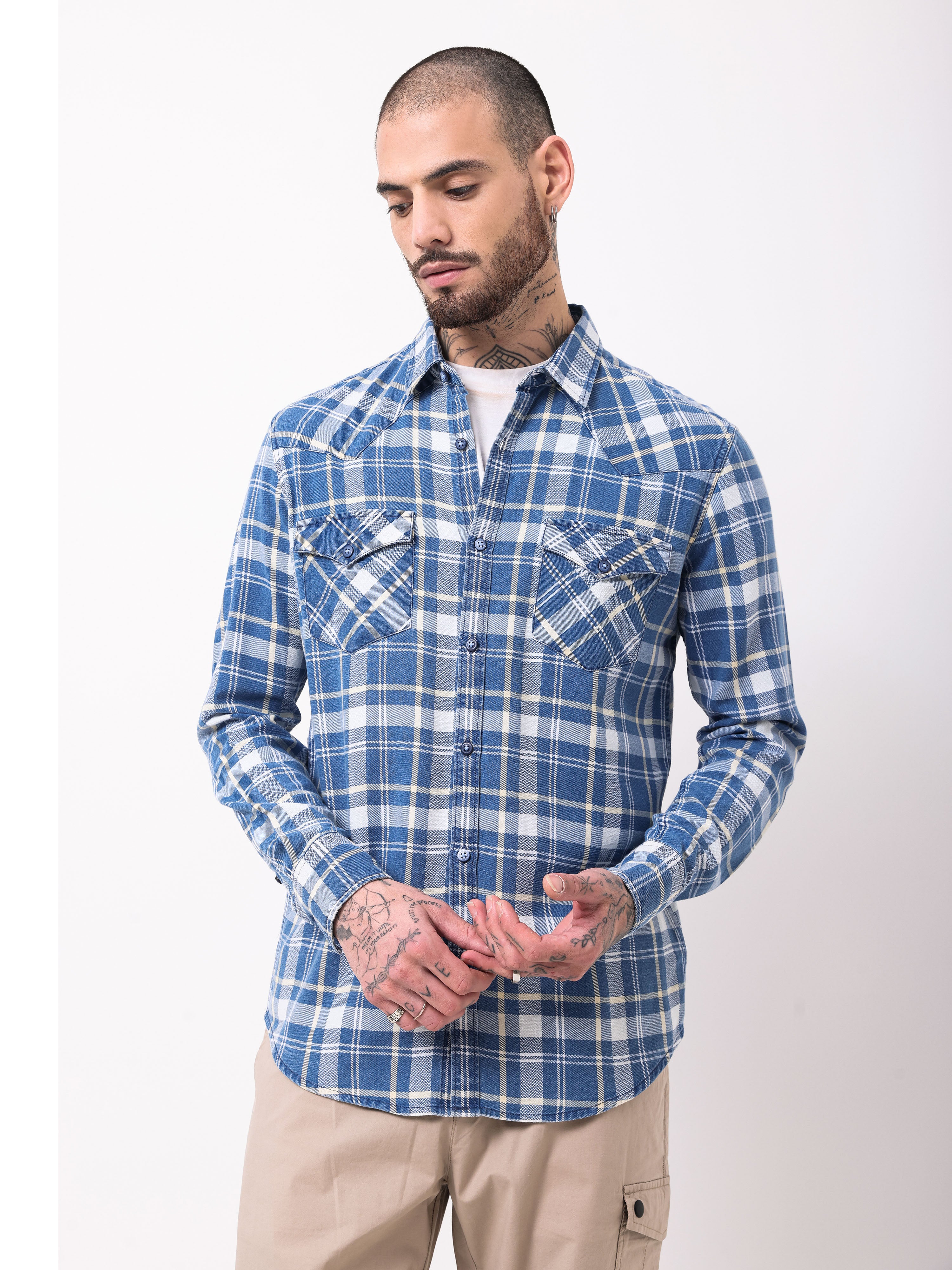 Indigo Washed Slim Fit Shirt