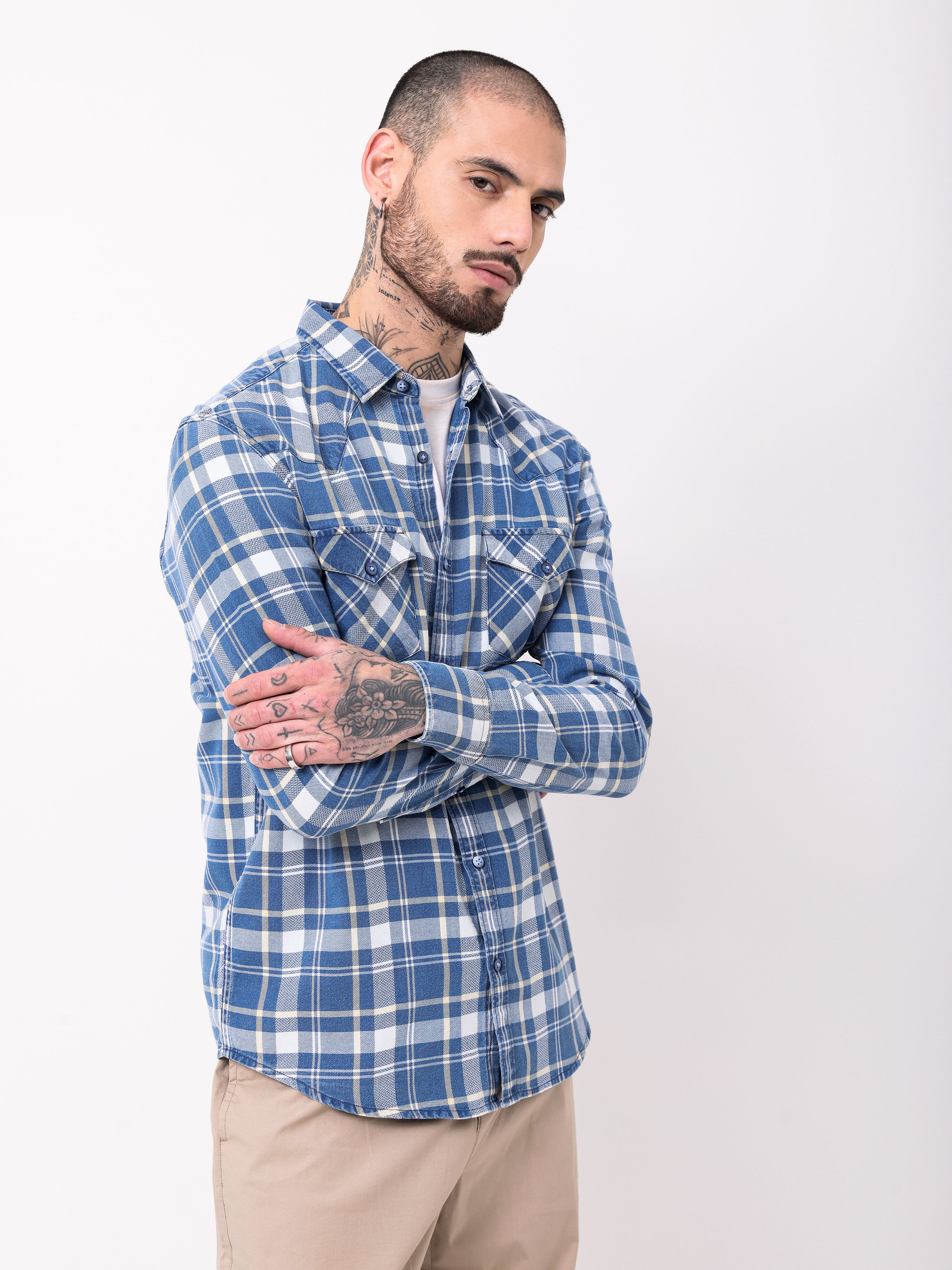 Indigo Washed Slim Fit Shirt