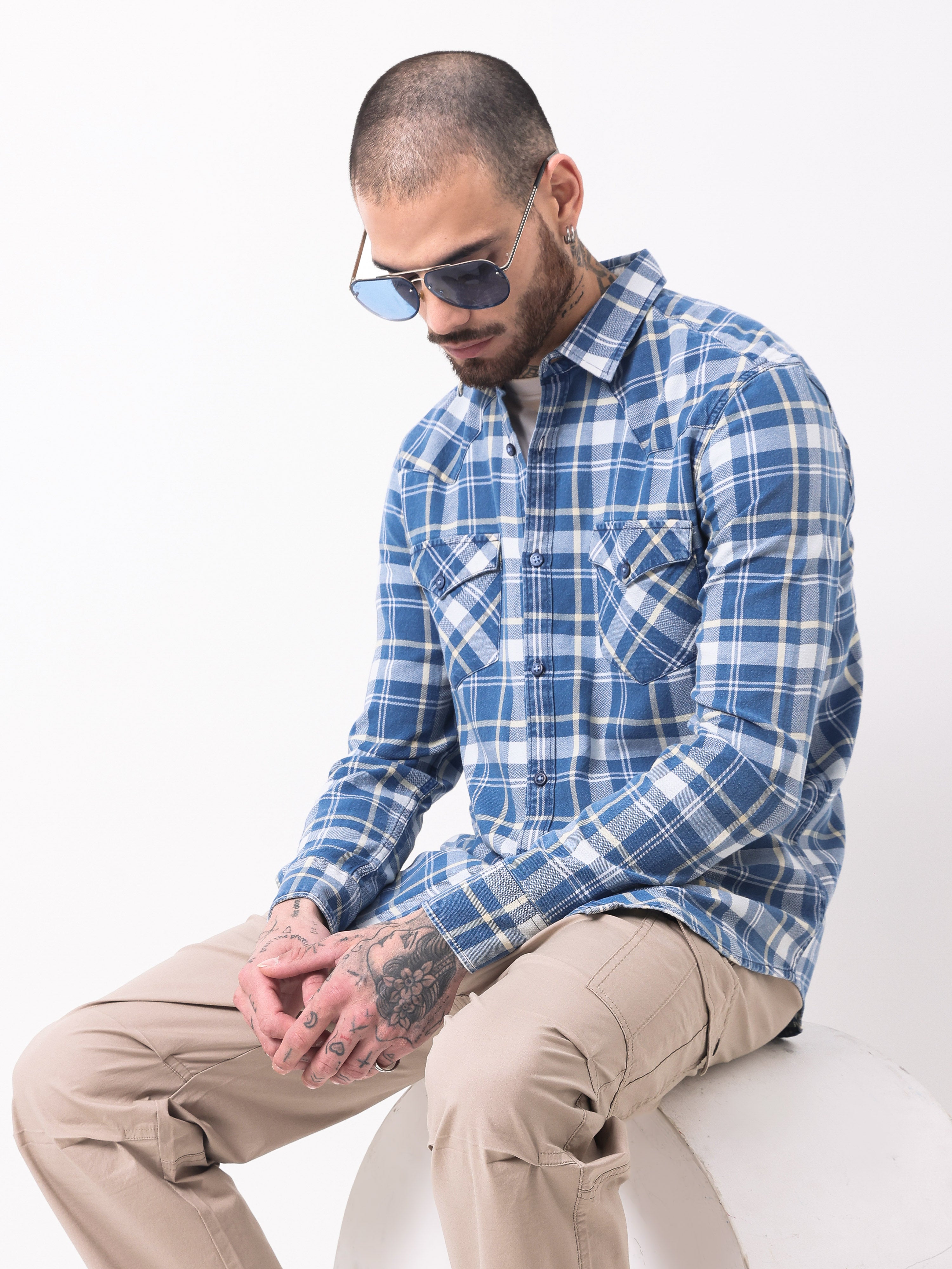 Indigo Washed Slim Fit Shirt