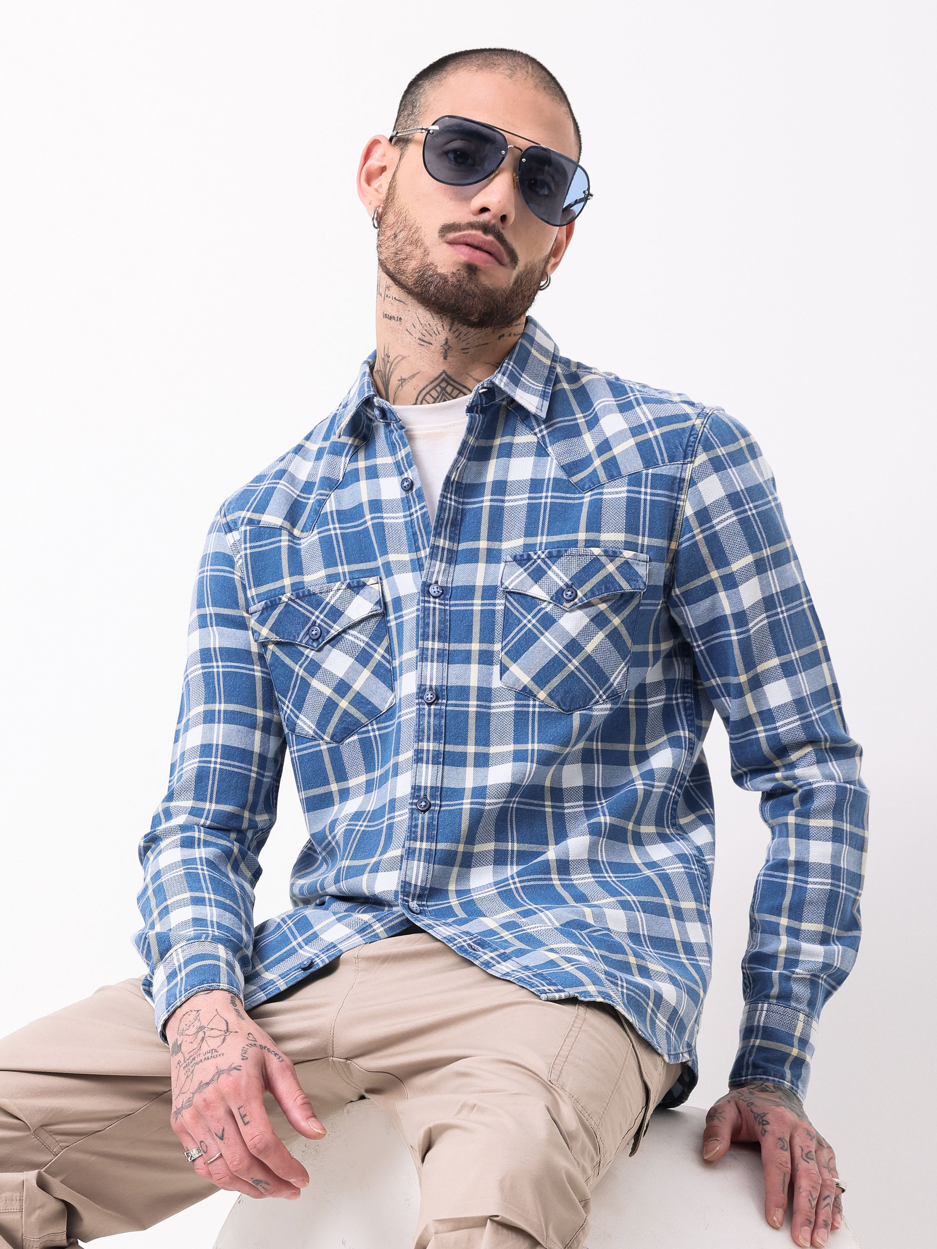 Indigo Washed Slim Fit Shirt