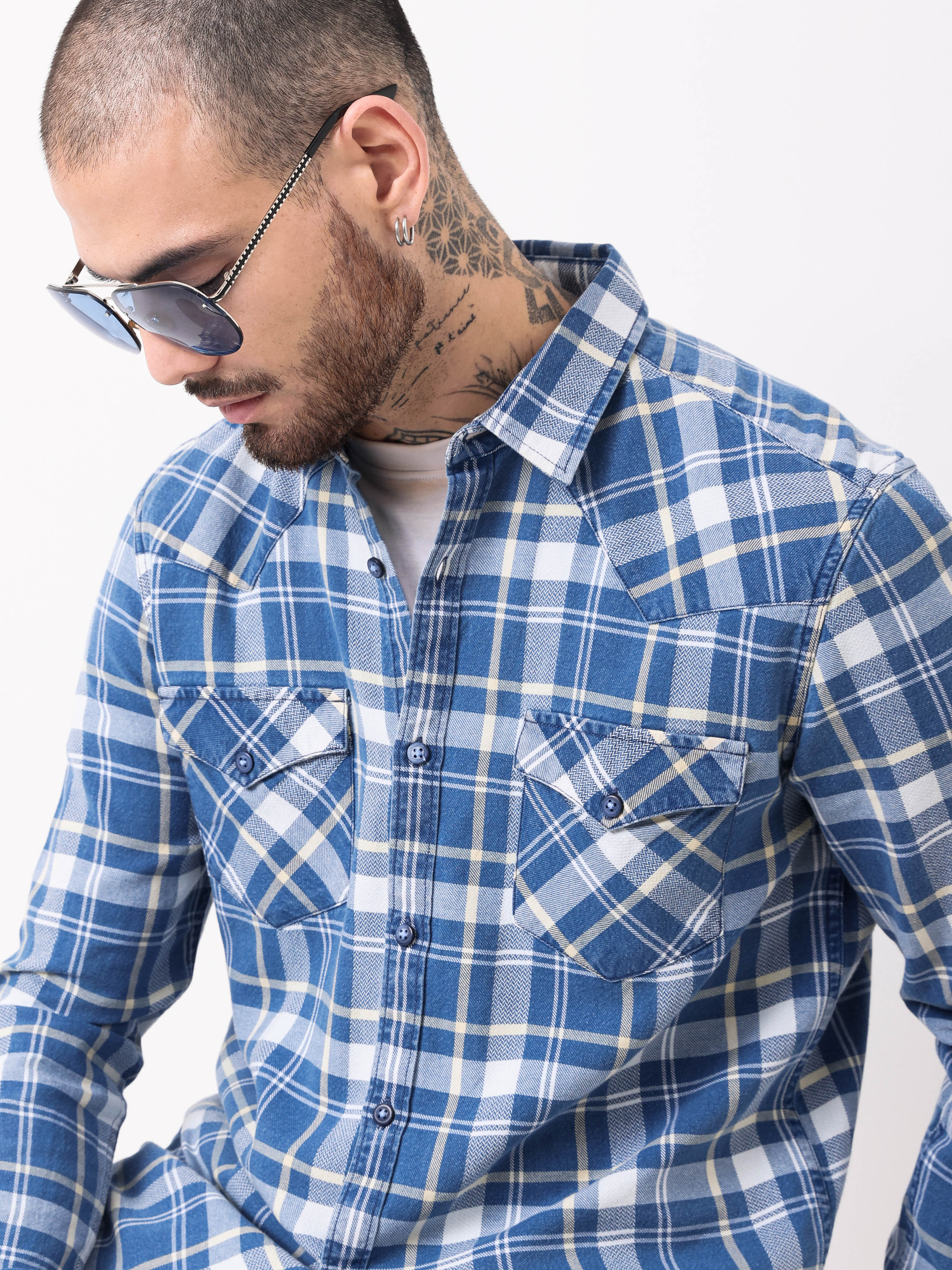 Indigo Washed Slim Fit Shirt