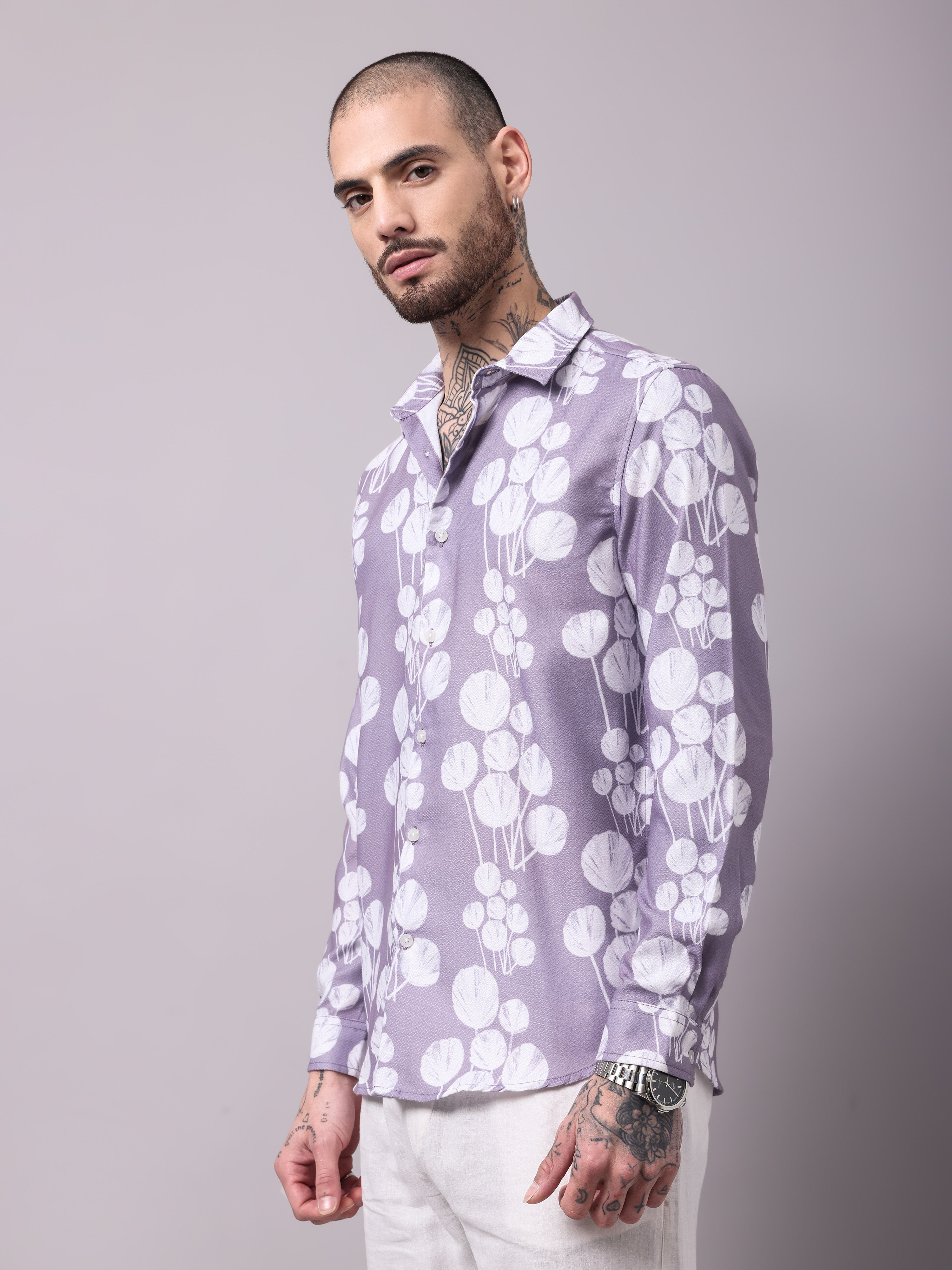 Floral Print Slim Fit Casual Shirt