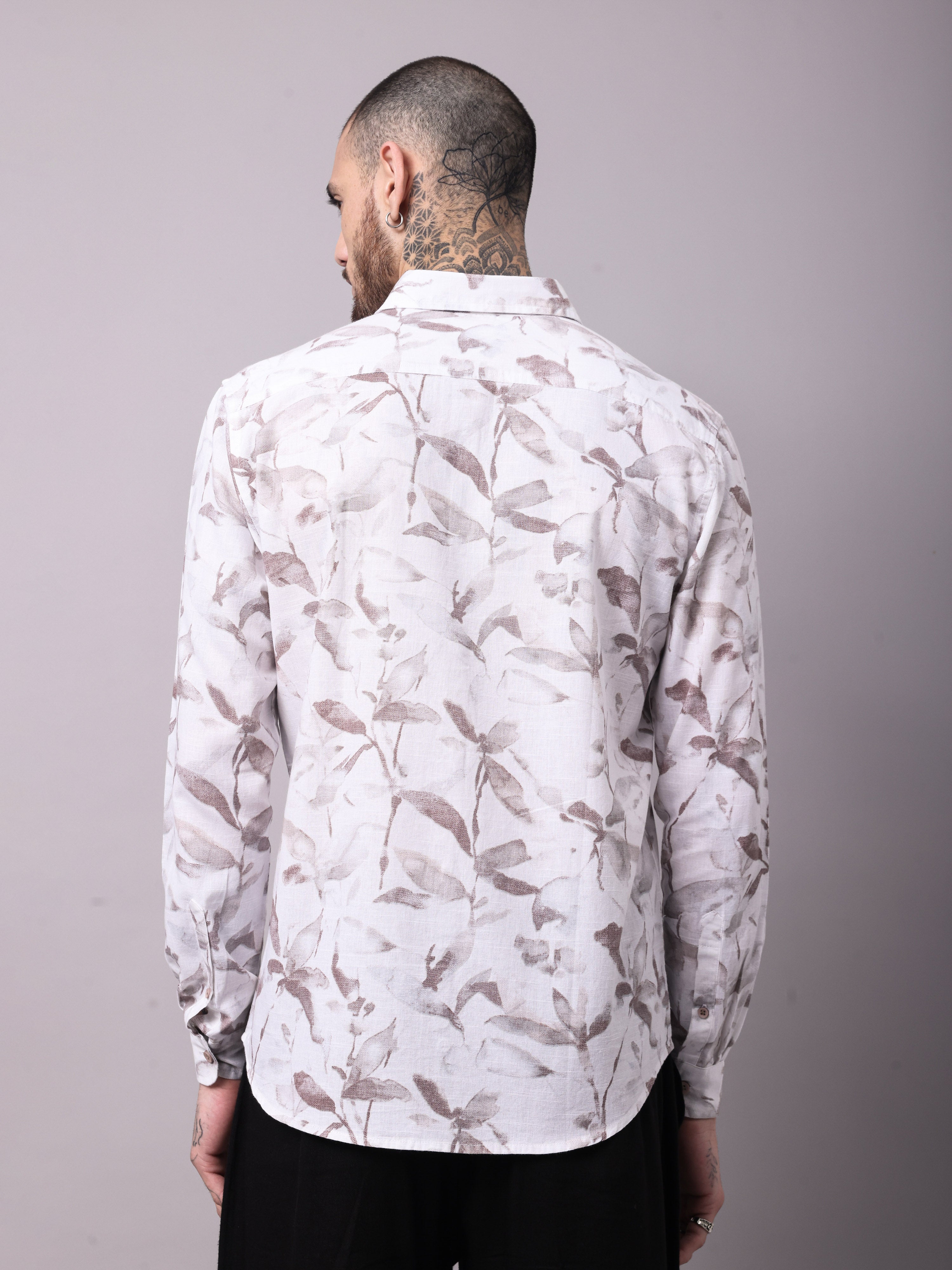 Dobby Digital Print Slim Fit Casual Shirt