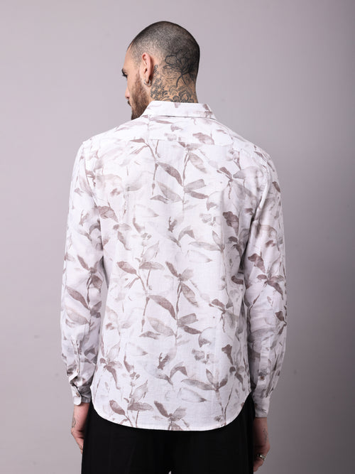 Dobby Digital Print Slim Fit Casual Shirt