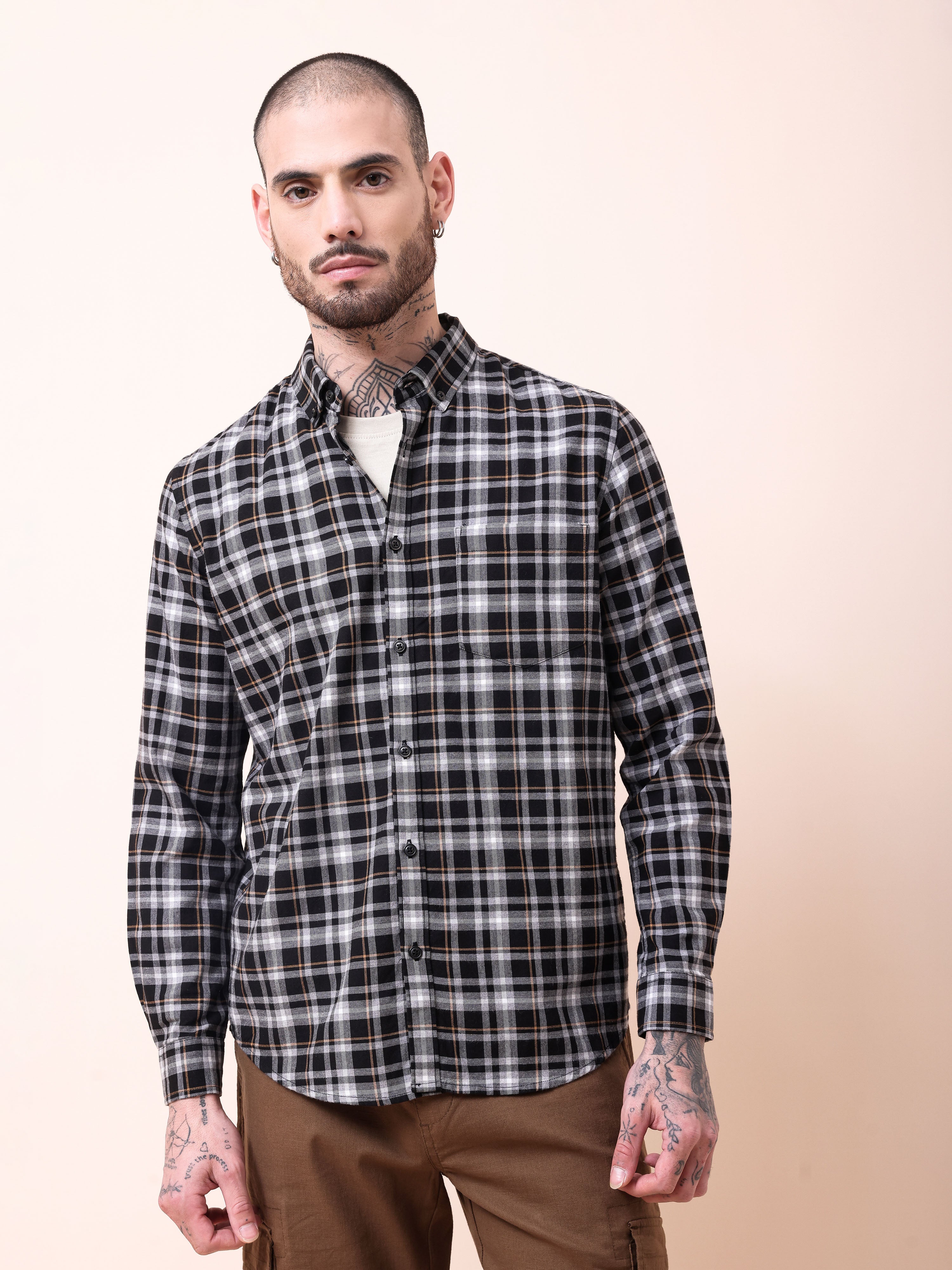 TWILL MELANGE CHECKS SHIRT