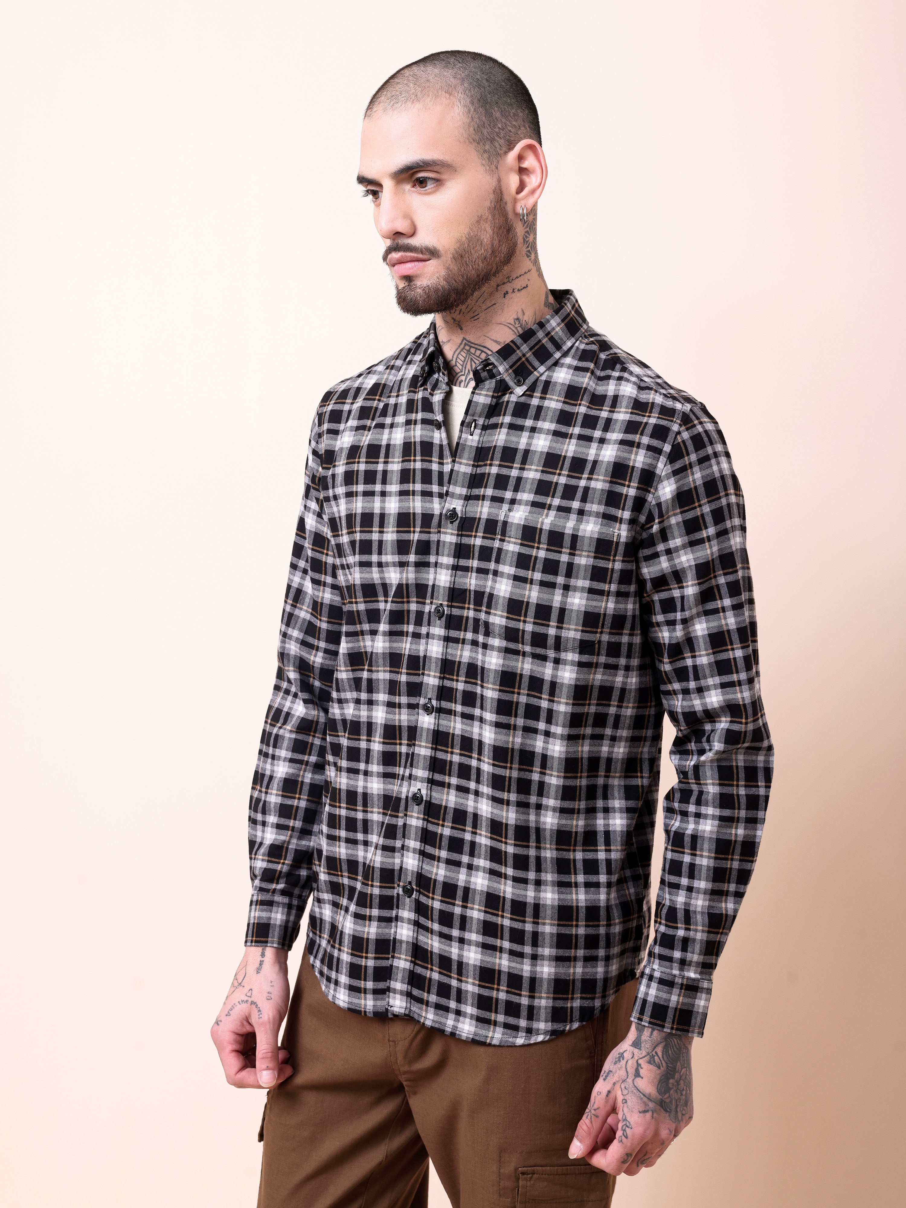 TWILL MELANGE CHECKS SHIRT