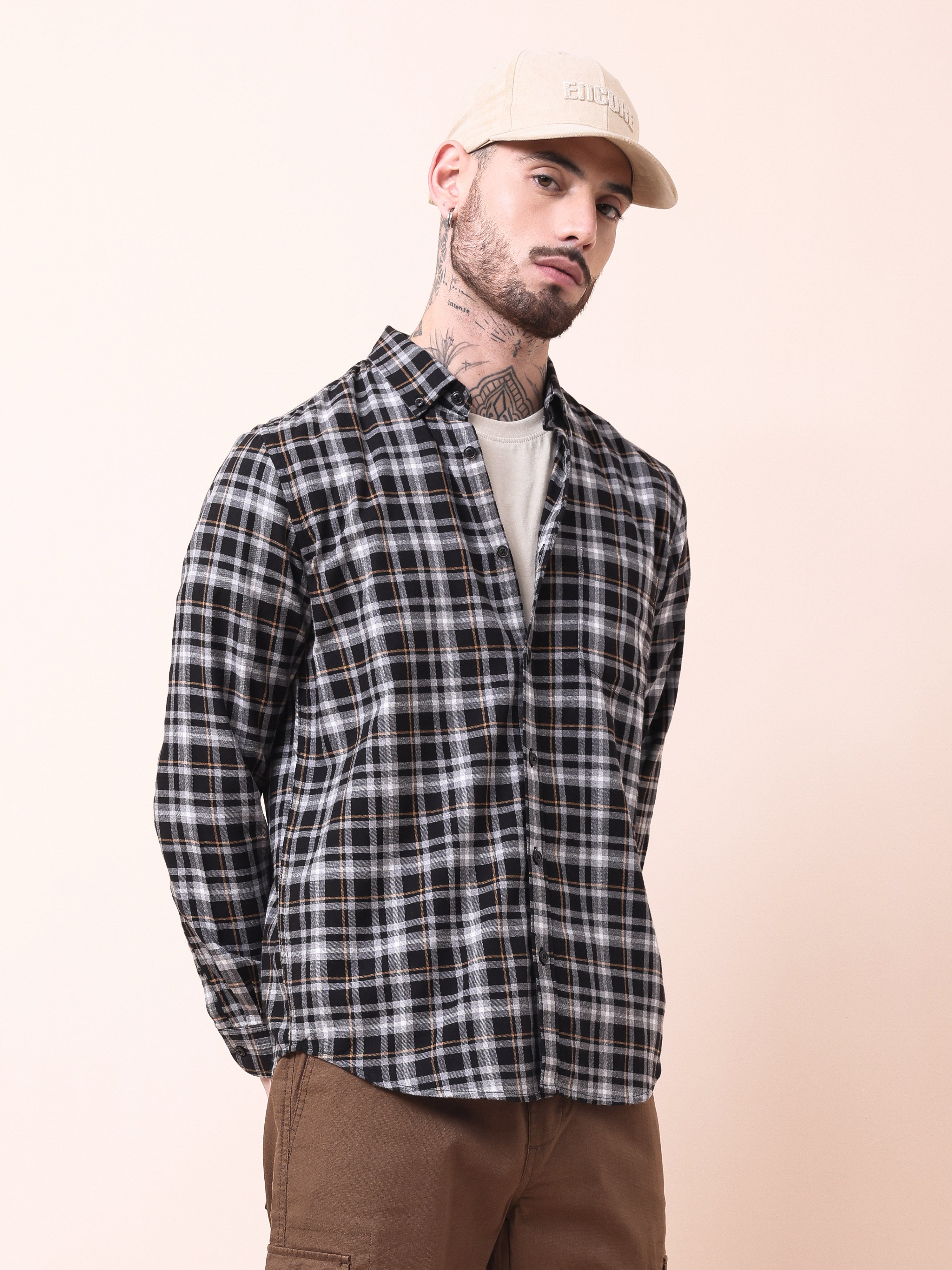 TWILL MELANGE CHECKS SHIRT