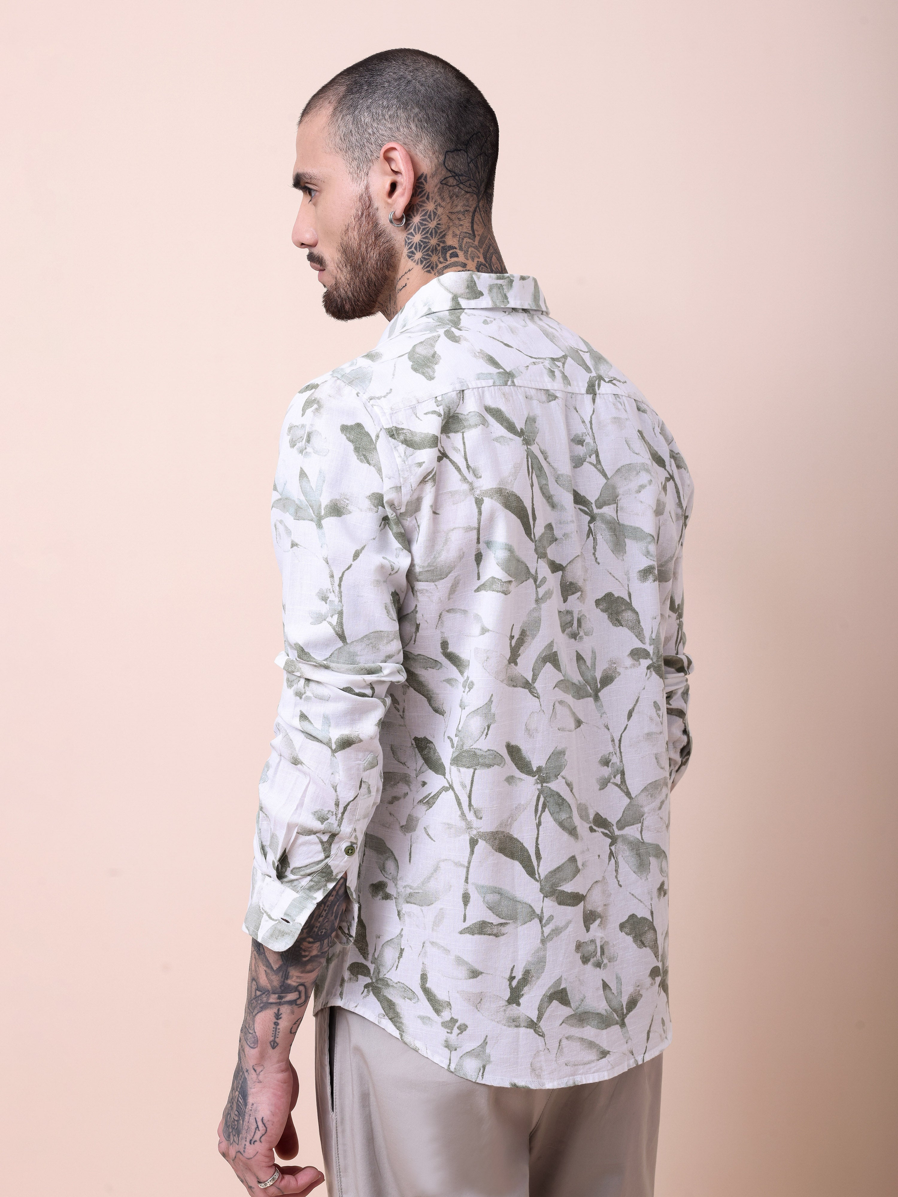 Dobby Digital Print Slim Fit Casual Shirt