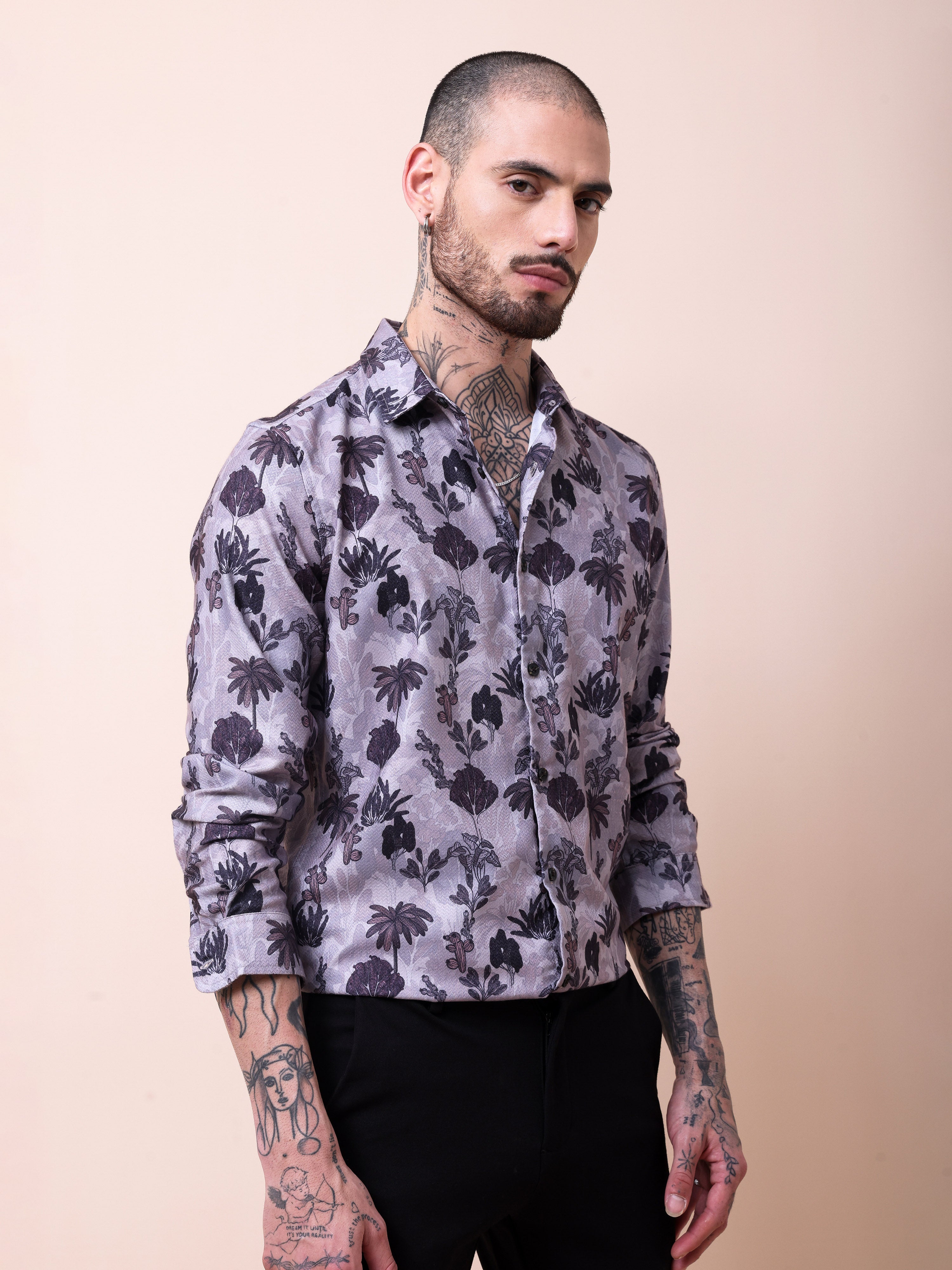 Floral Print Slim Fit Casual Shirt