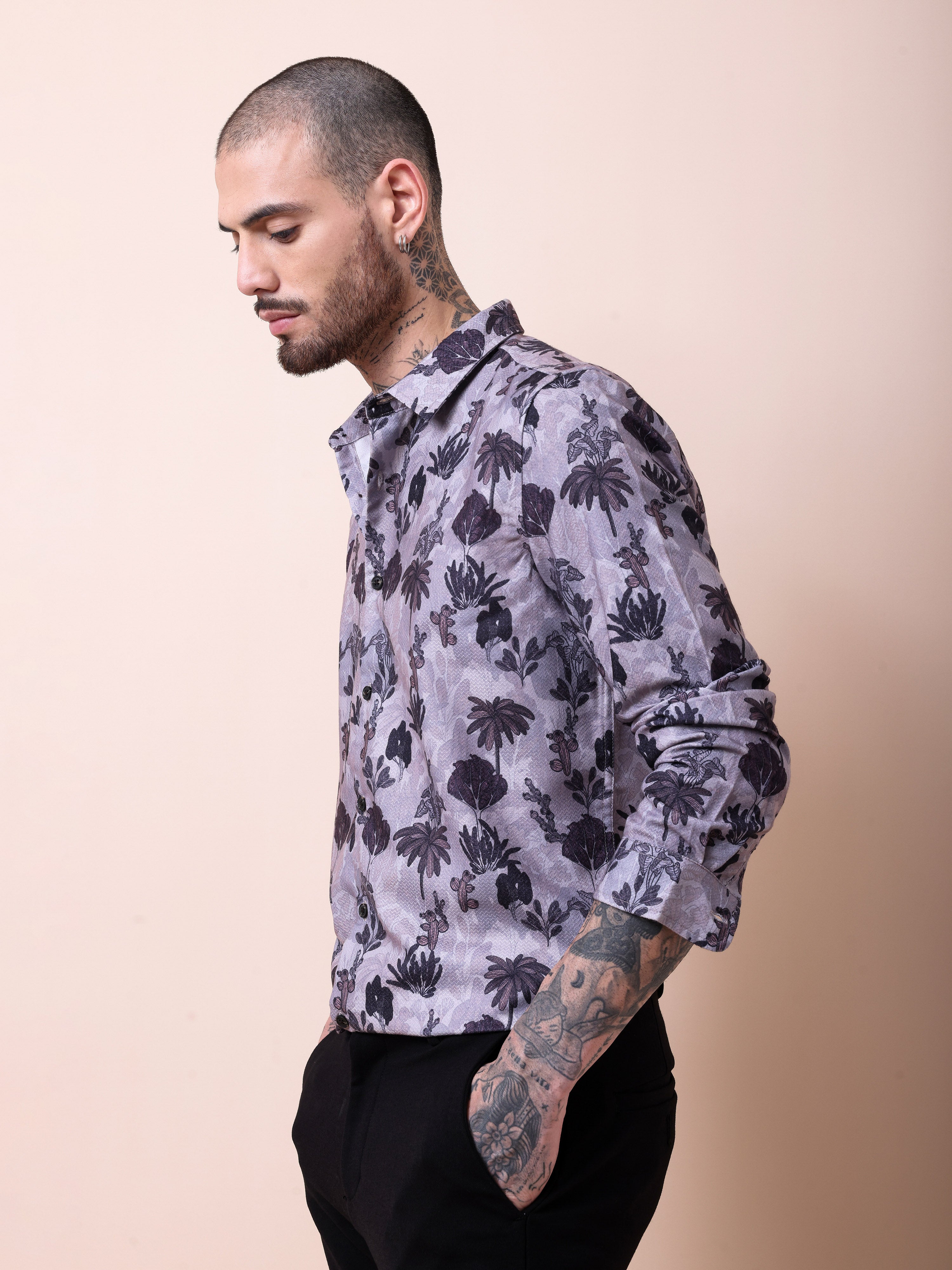 Floral Print Slim Fit Casual Shirt