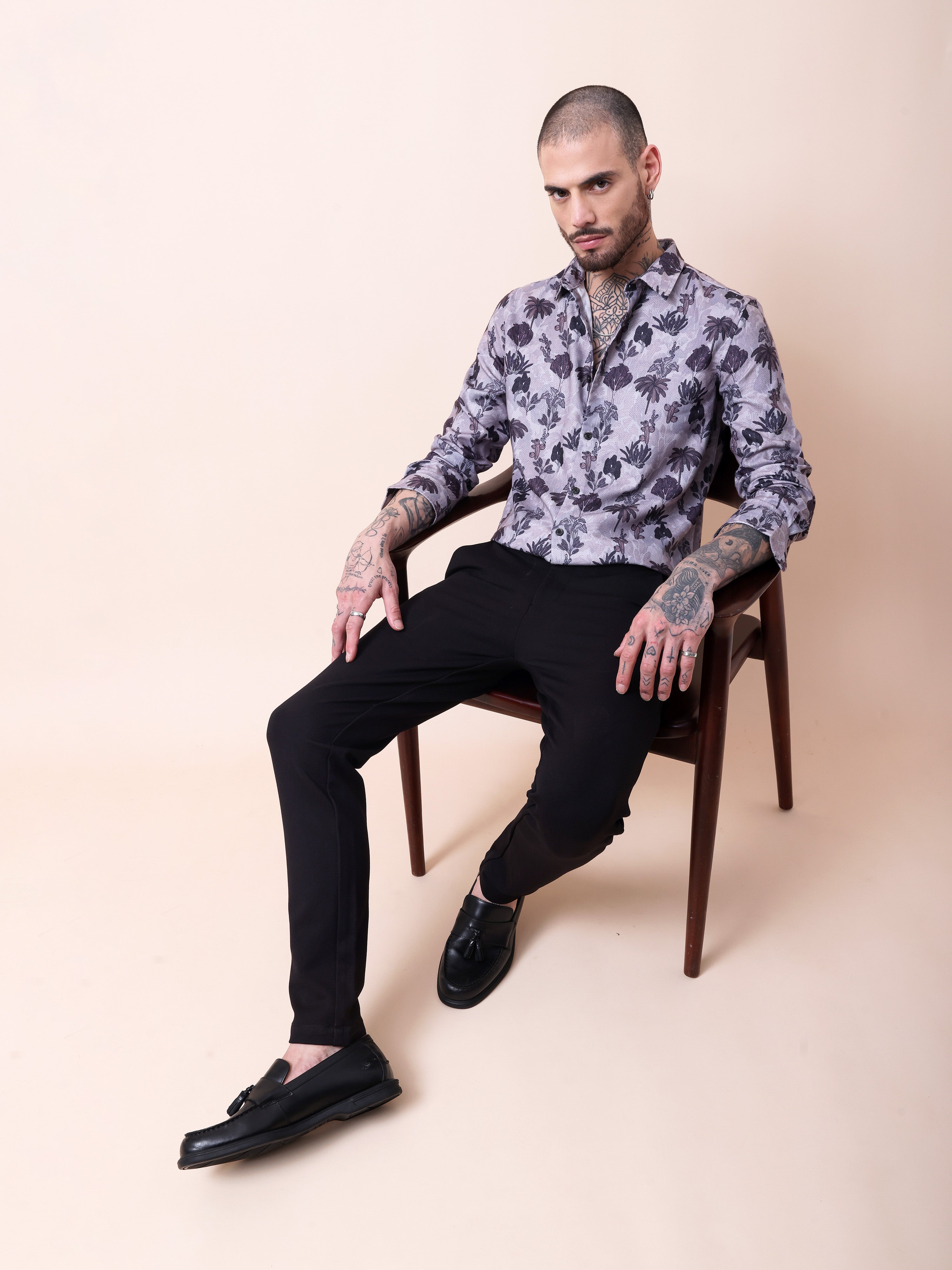 Floral Print Slim Fit Casual Shirt