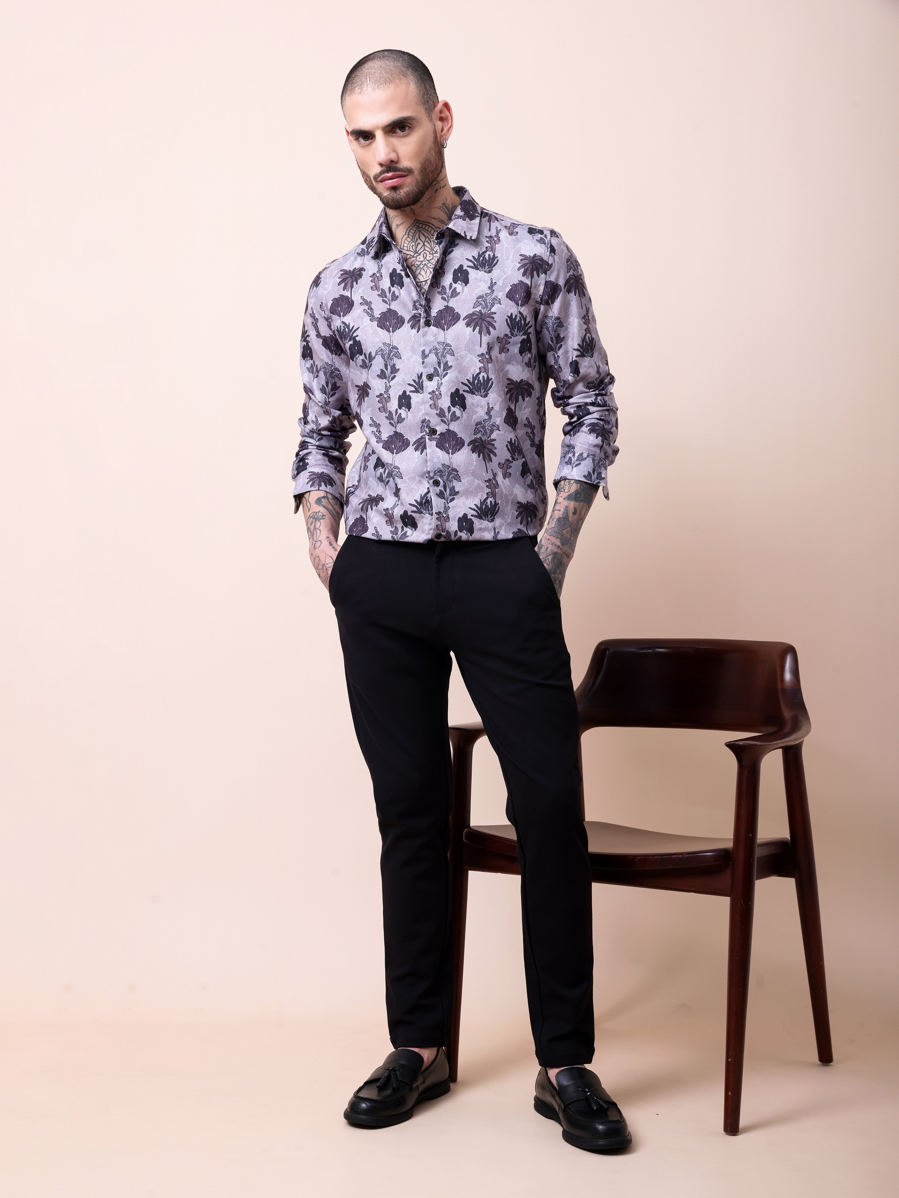 Floral Print Slim Fit Casual Shirt