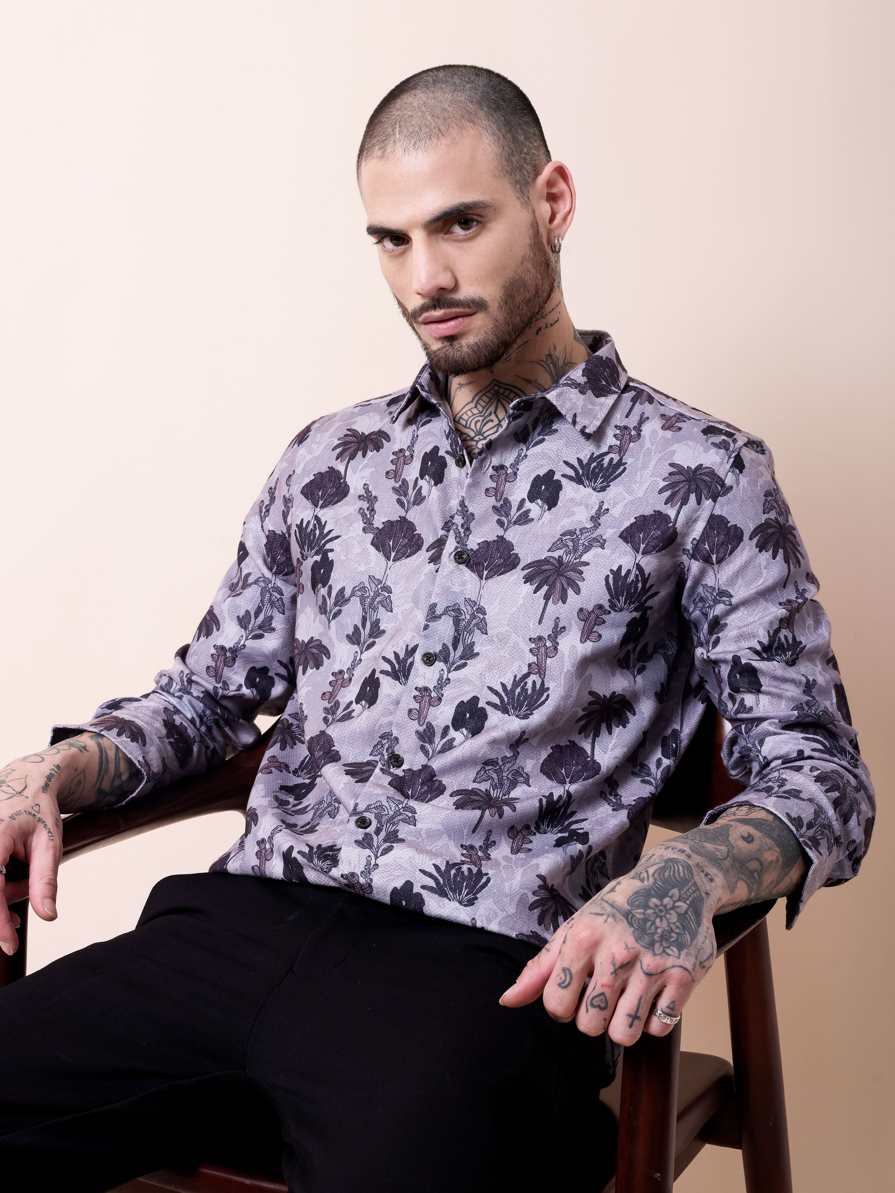 Floral Print Slim Fit Casual Shirt