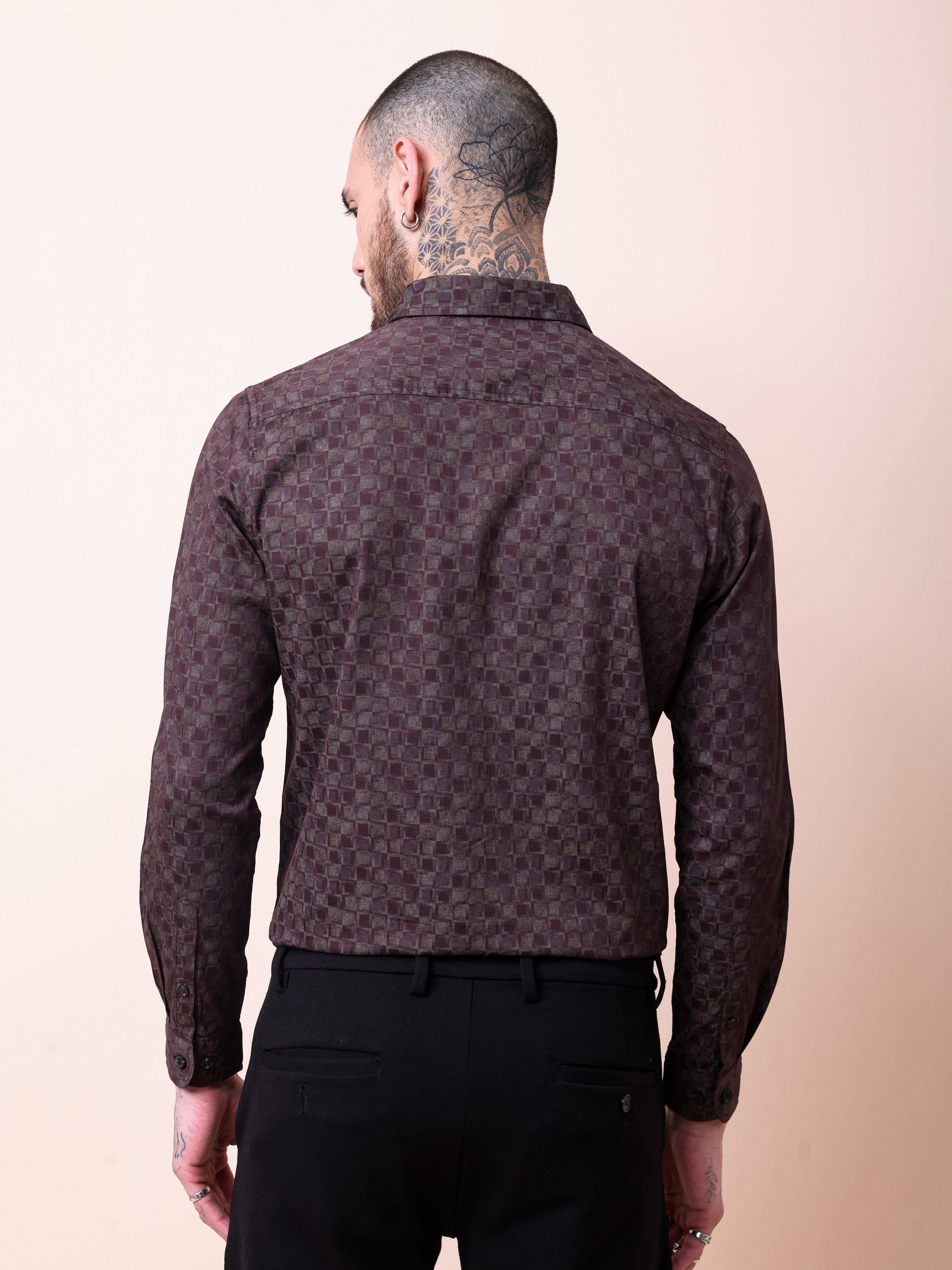 Abstract Print Slim Fit Casual Shirt