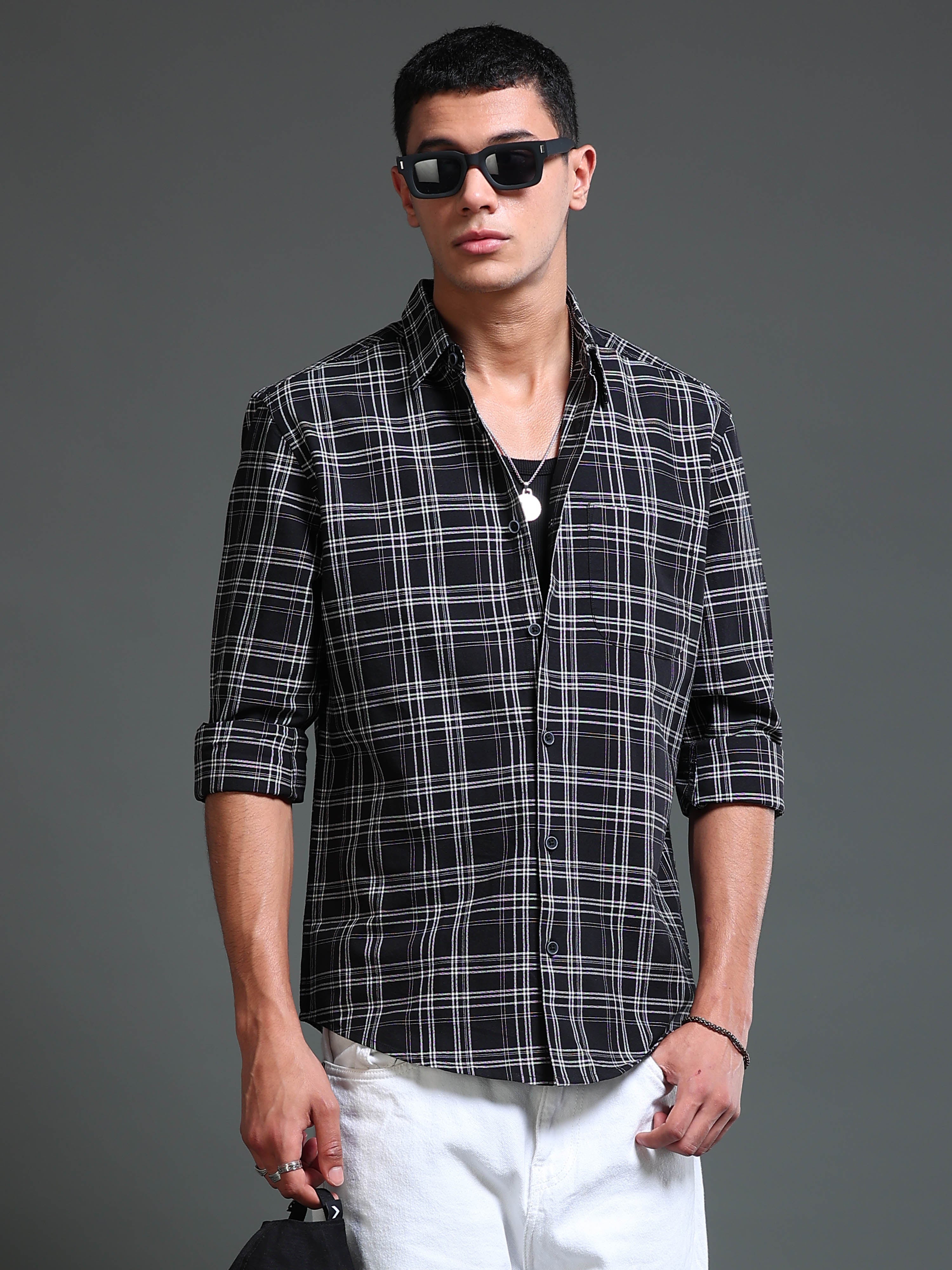 Men's Premium Oxford Black Checks Shirt