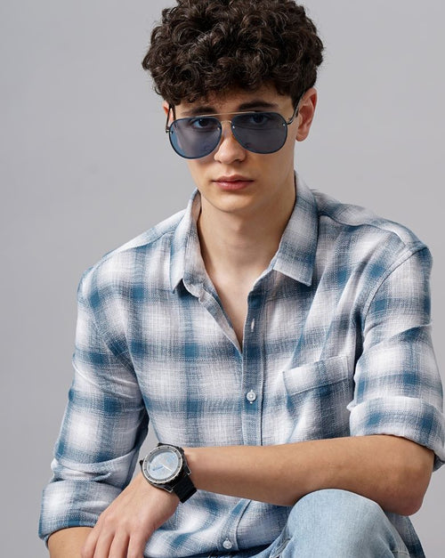 Moklino  Checks Slimfit  Cotton Casual Shirt