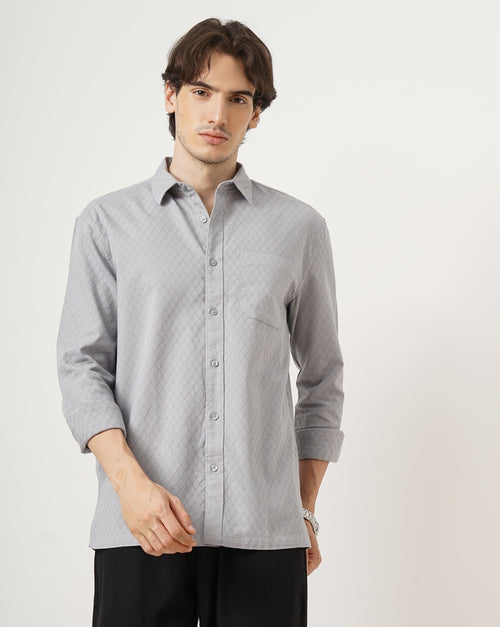 MEN'S SELF DESIGN REGULAR FIT SHIRT