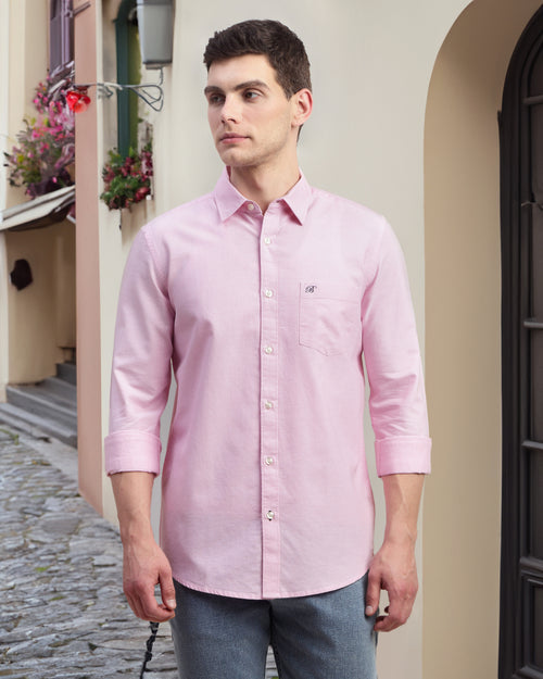 Men Slim Fit Oxford Cotton Casual Shirt